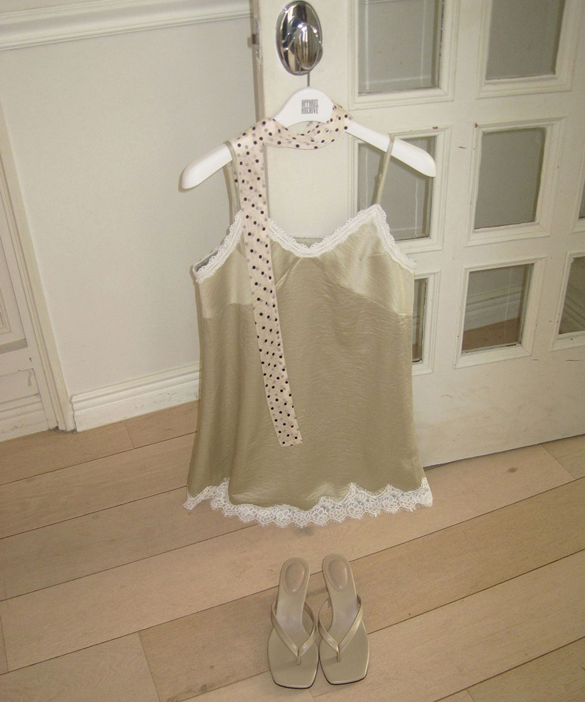 어패럴아카이브(APPAREL ARCHIVE) Aloha lace satin mini dress - Mint