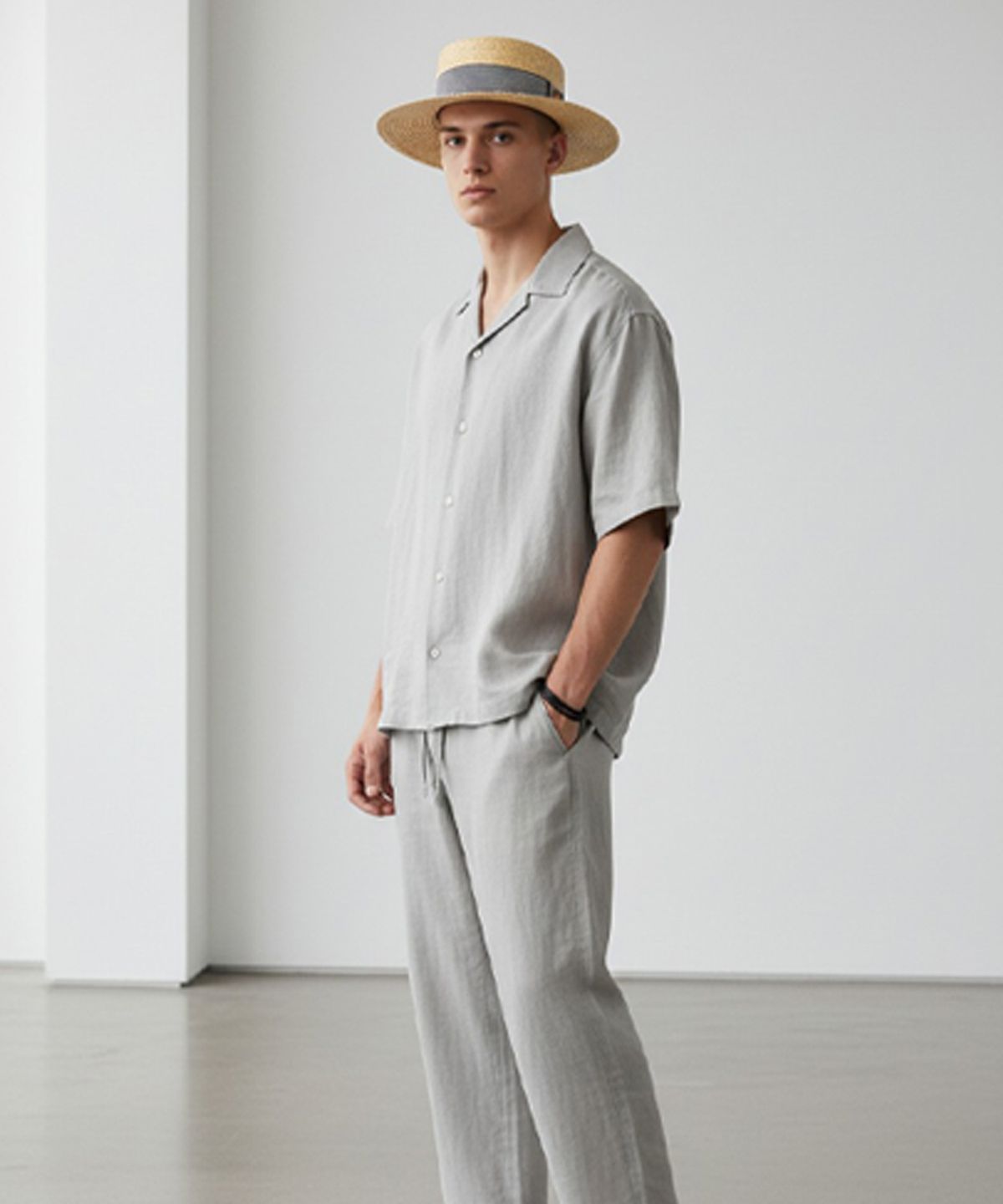 유니버셜 케미스트리(UNIVERSAL CHEMISTRY) Stripe Line Kangkang Panama Hat 파나마햇