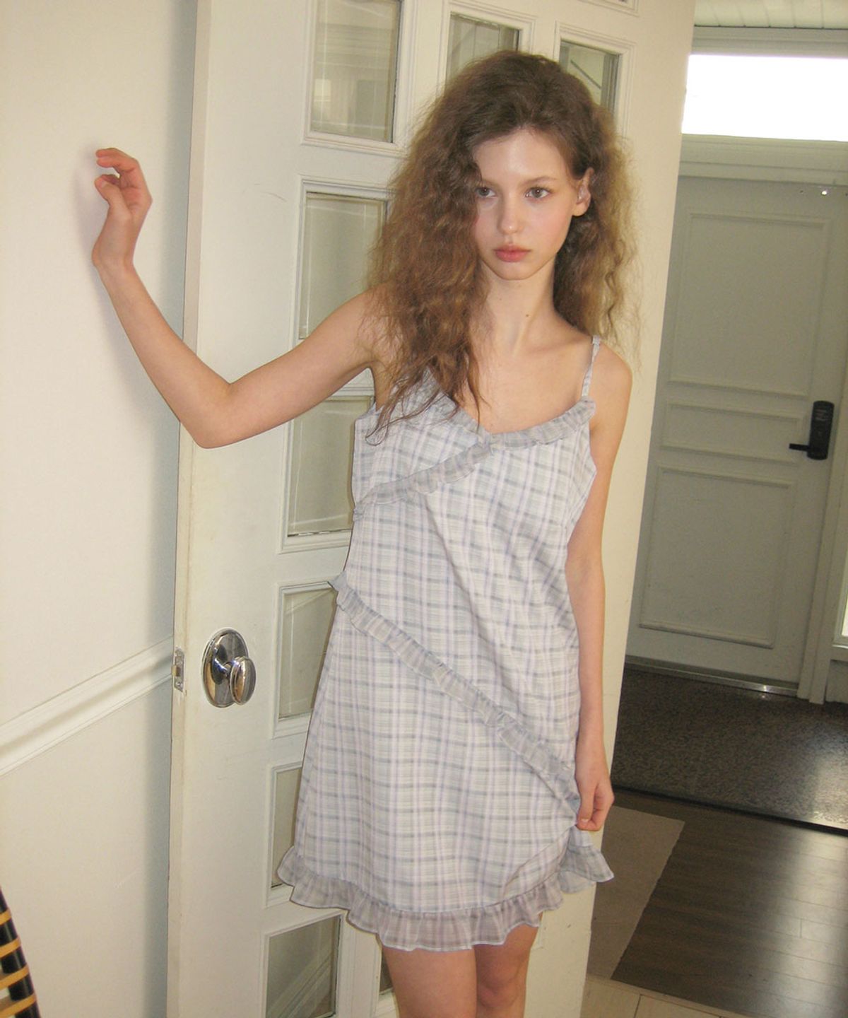 어패럴아카이브(APPAREL ARCHIVE) Lito check frill mini dress - Gray