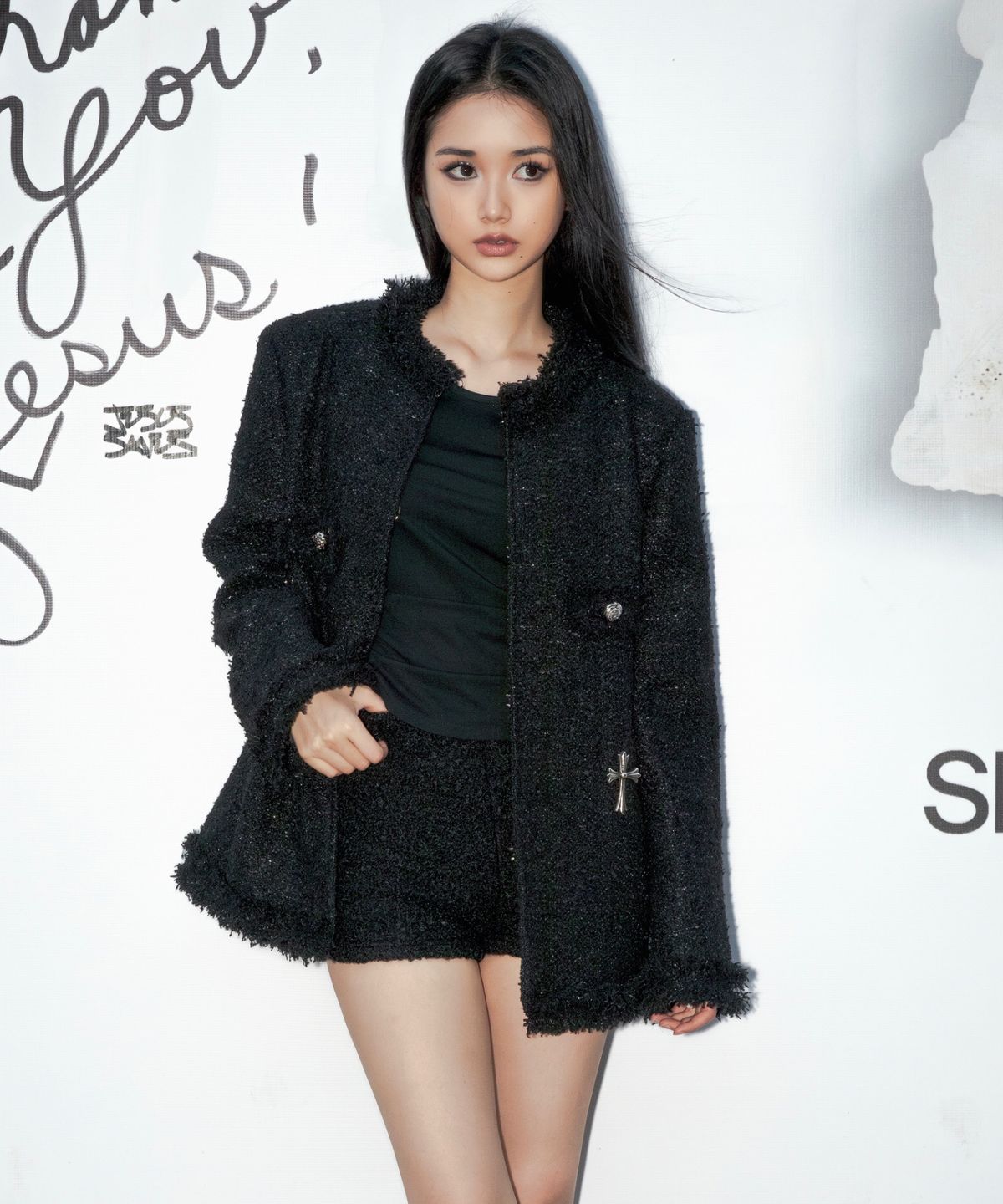 버진키스(VIRGINKISS) Shade grunge tweed jacket- BLACK