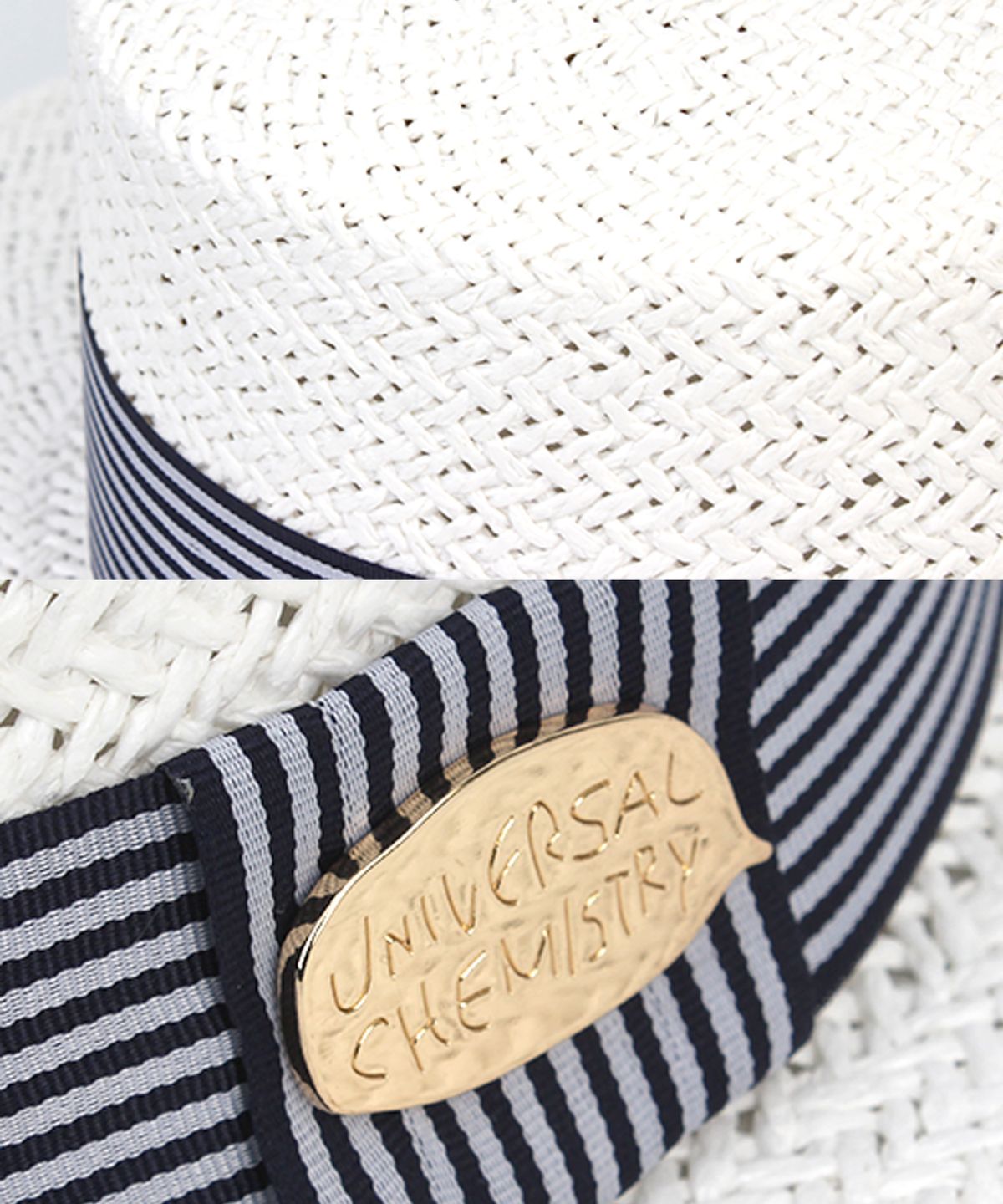 유니버셜 케미스트리(UNIVERSAL CHEMISTRY) Stripe Line White Panama Hat 파나마햇