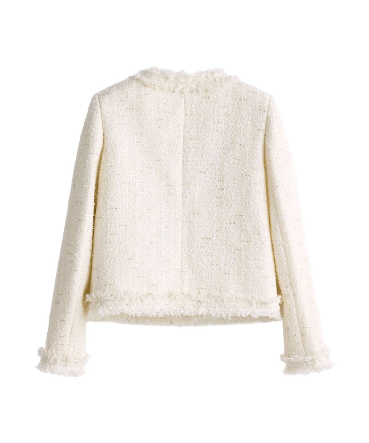 버진키스(VIRGINKISS) Rice grunge crop tweed jacket - IVORY