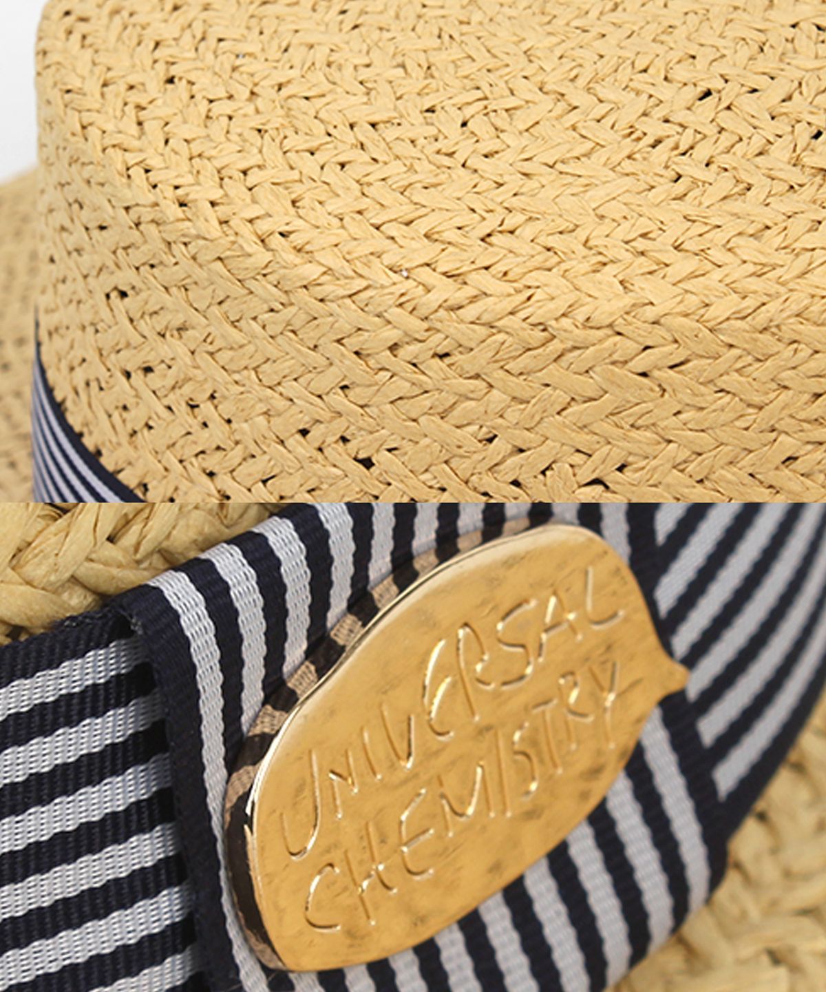 유니버셜 케미스트리(UNIVERSAL CHEMISTRY) Stripe Line Beige Panama Hat 파나마햇