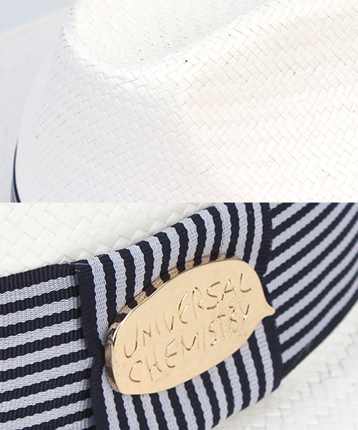 유니버셜 케미스트리(UNIVERSAL CHEMISTRY) Stripe Line White Long Fedora 파나마햇