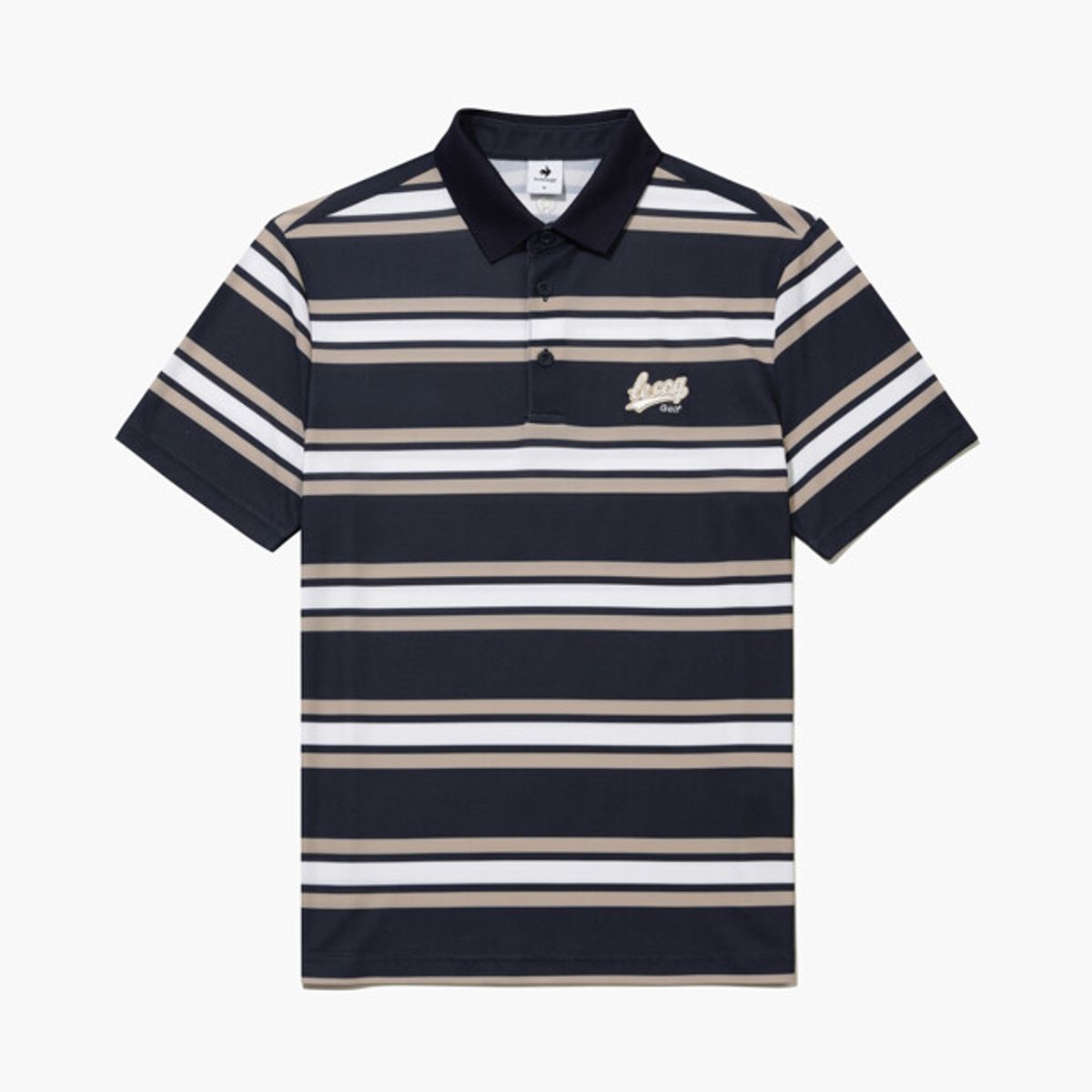르꼬끄 골프(LECOQ GOLF) 남성 에어리 멀티 스트라이프 카라 반팔 티셔츠 _NAVY GR221MTS43