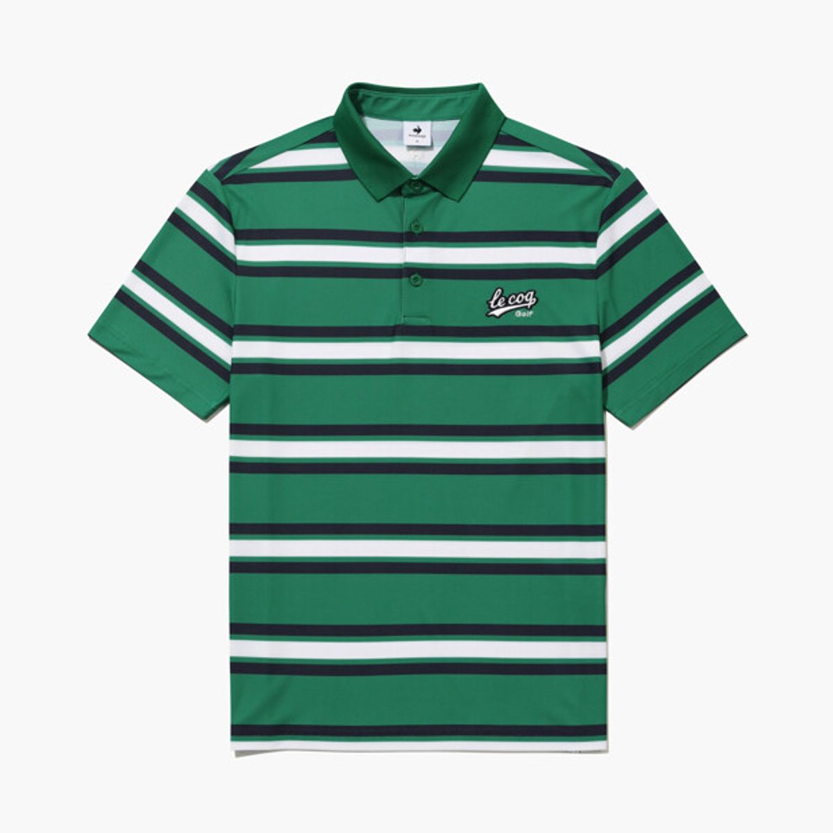 르꼬끄 골프(LECOQ GOLF) 남성 에어리 멀티 스트라이프 카라 반팔 티셔츠 _GREN GR221MTS43