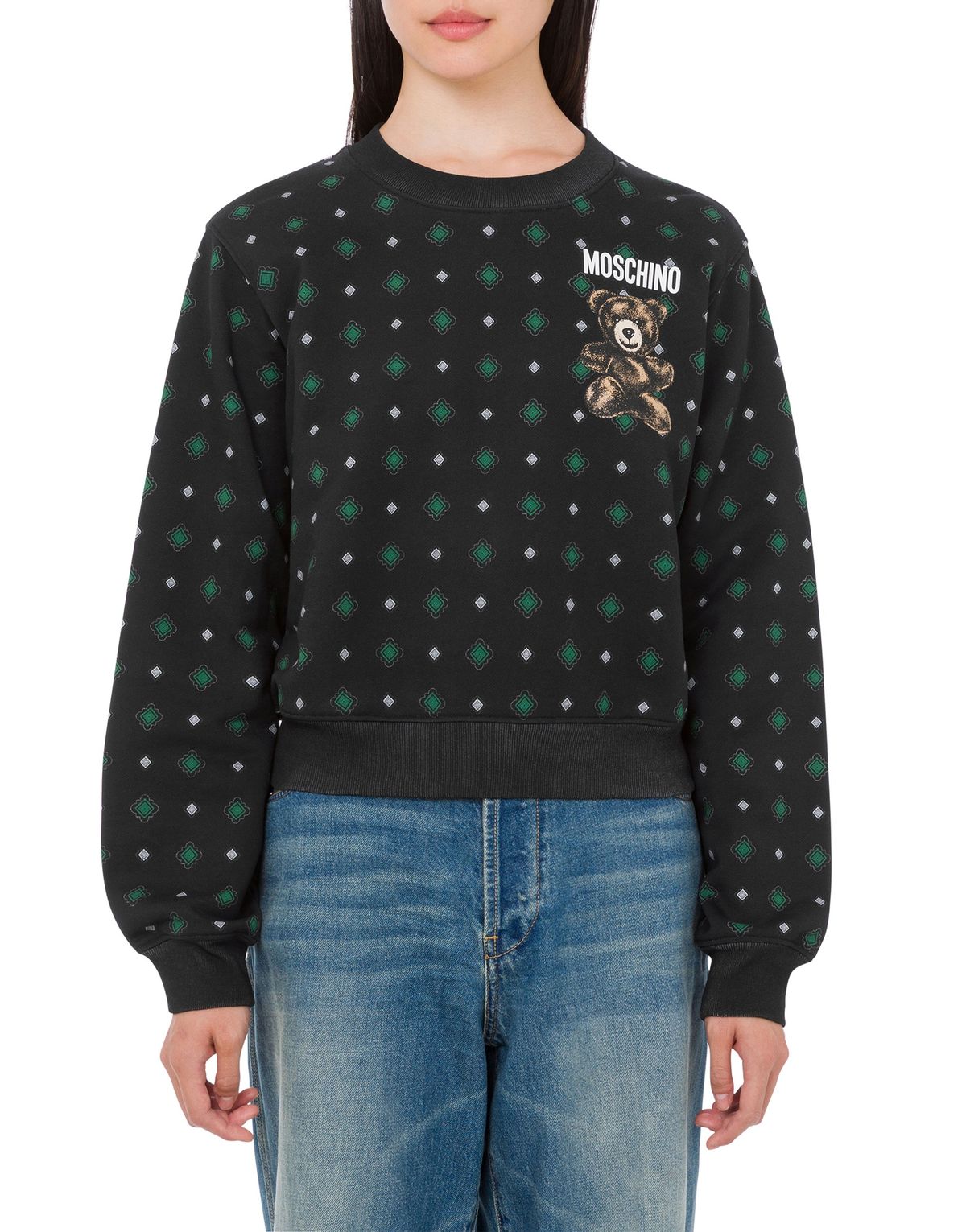 모스키노(MOSCHINO) 테디 패턴 코튼 스웻셔츠