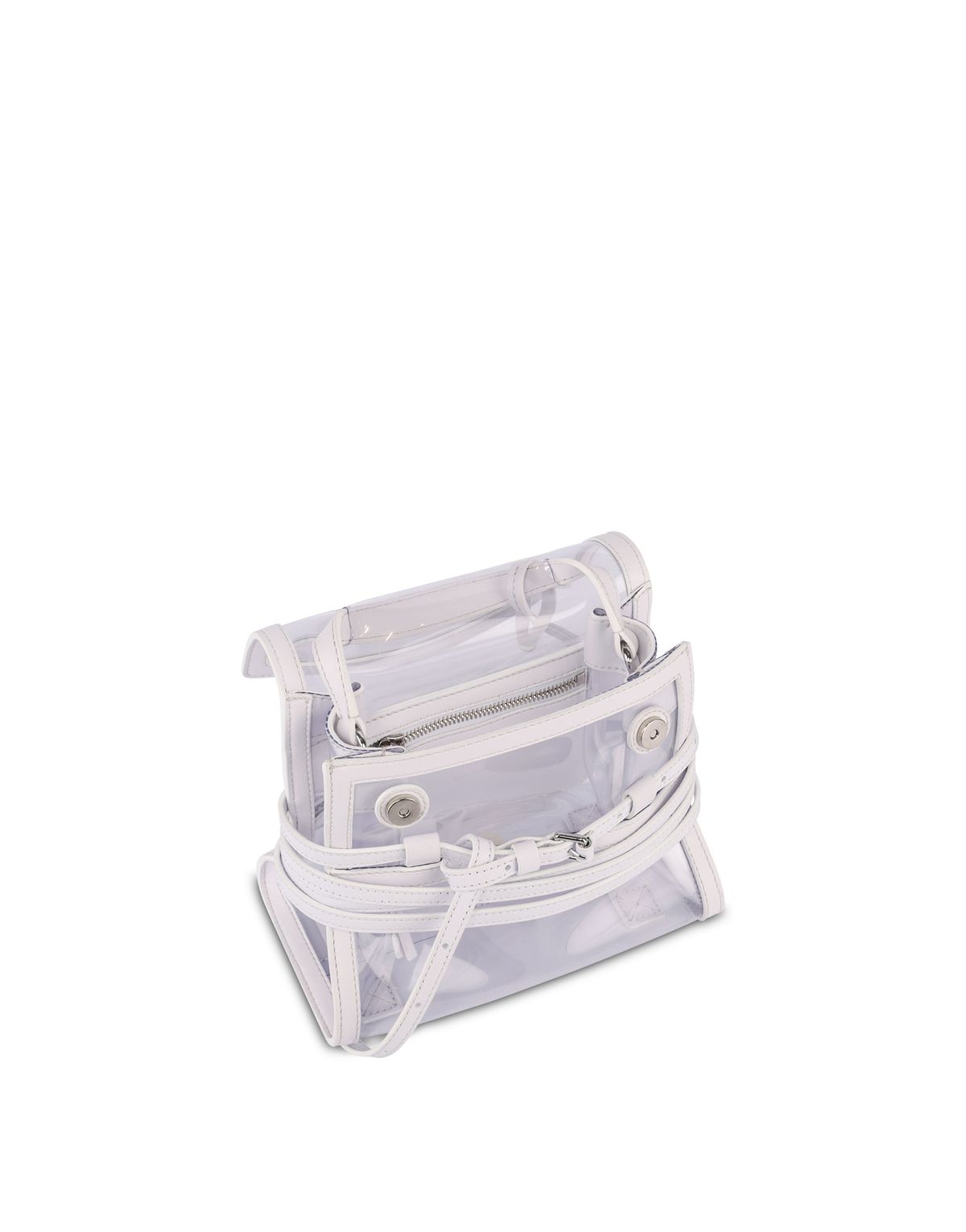 모스키노(MOSCHINO) 타이 미 PVC&레더 스몰 핸드백 WHITE