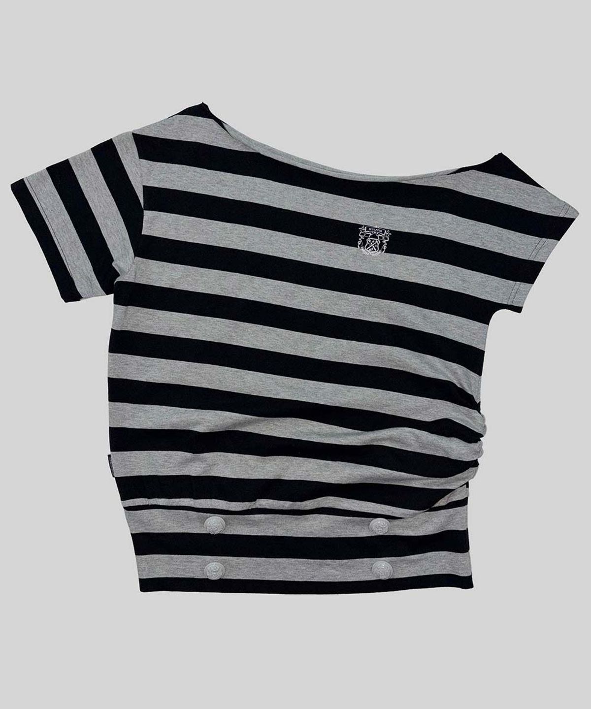 스컬프터(SCULPTOR) Button Stripe Tee Melange Gray