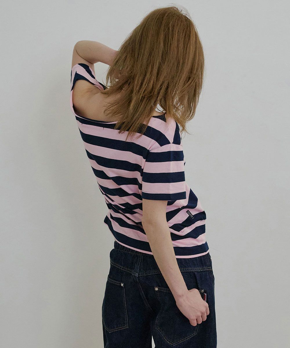 トップス SCULPTOR Button Stripe Tee 스컬프터(SCULPTOR) Button Stripe Tee Pink - 사이즈 & 후기 | 무신사