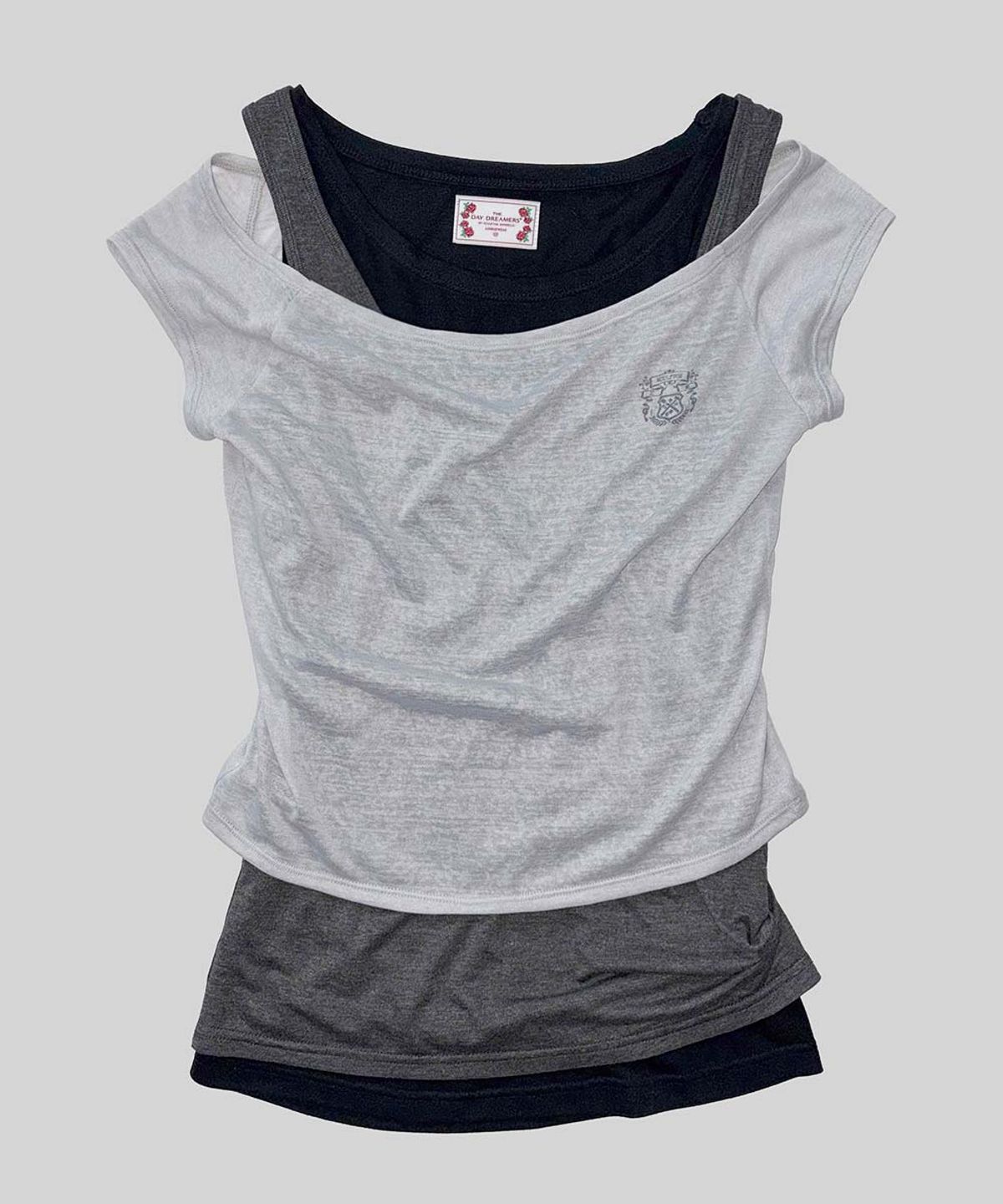 스컬프터(SCULPTOR) Lazy Sleeveless Layered Tee Pale Gray