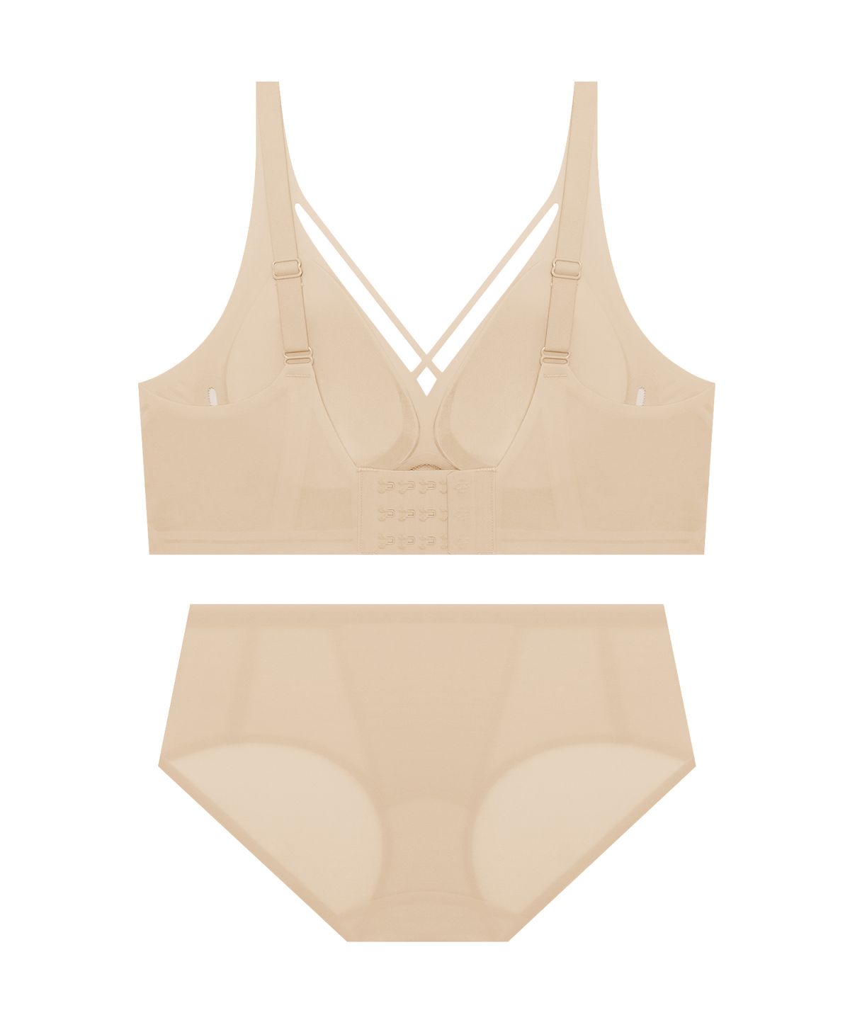 게스언더웨어(GUESS UNDERWEAR) 쿨링 포인트 심리스 브라 팬티 세트 - 베이지