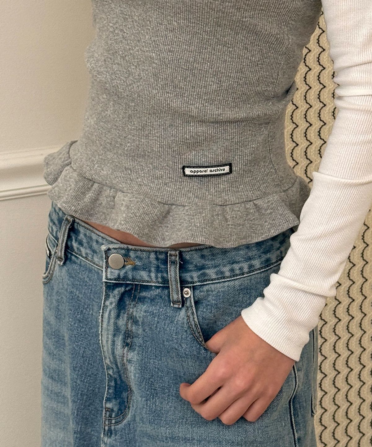 어패럴아카이브(APPAREL ARCHIVE) Bobo frill sleeveless - Gray