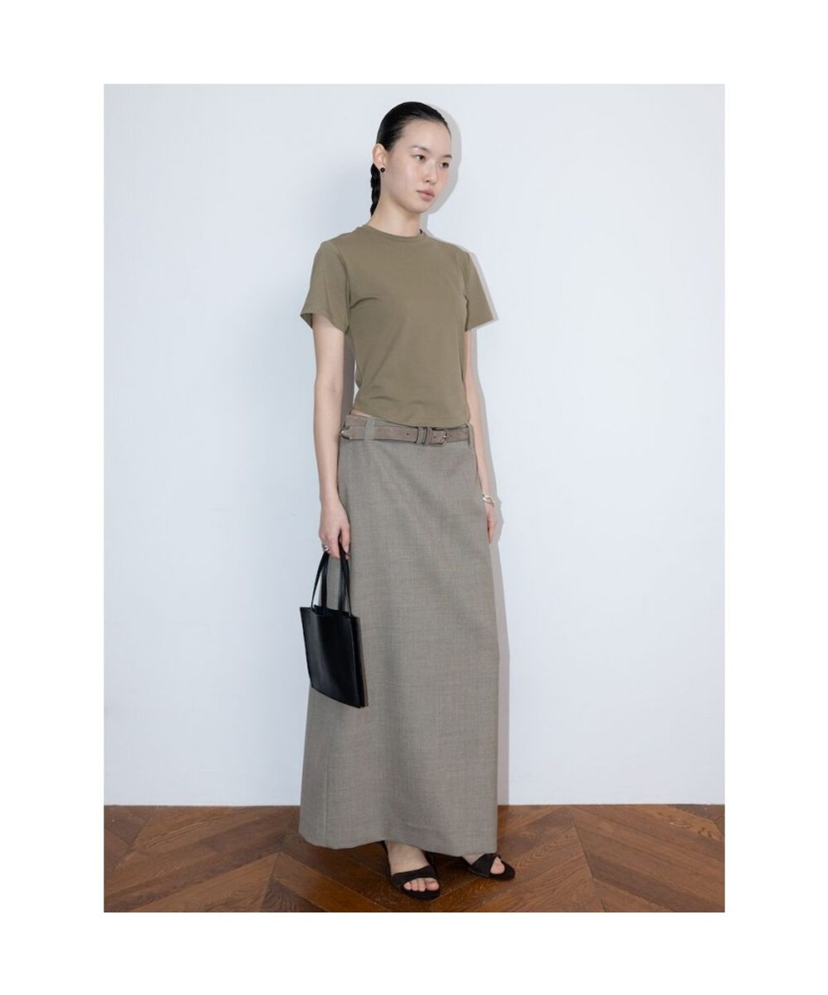 디애퍼처(THE APERTURE) Cotton Fitted Top  Khaki (TA6242A01H)