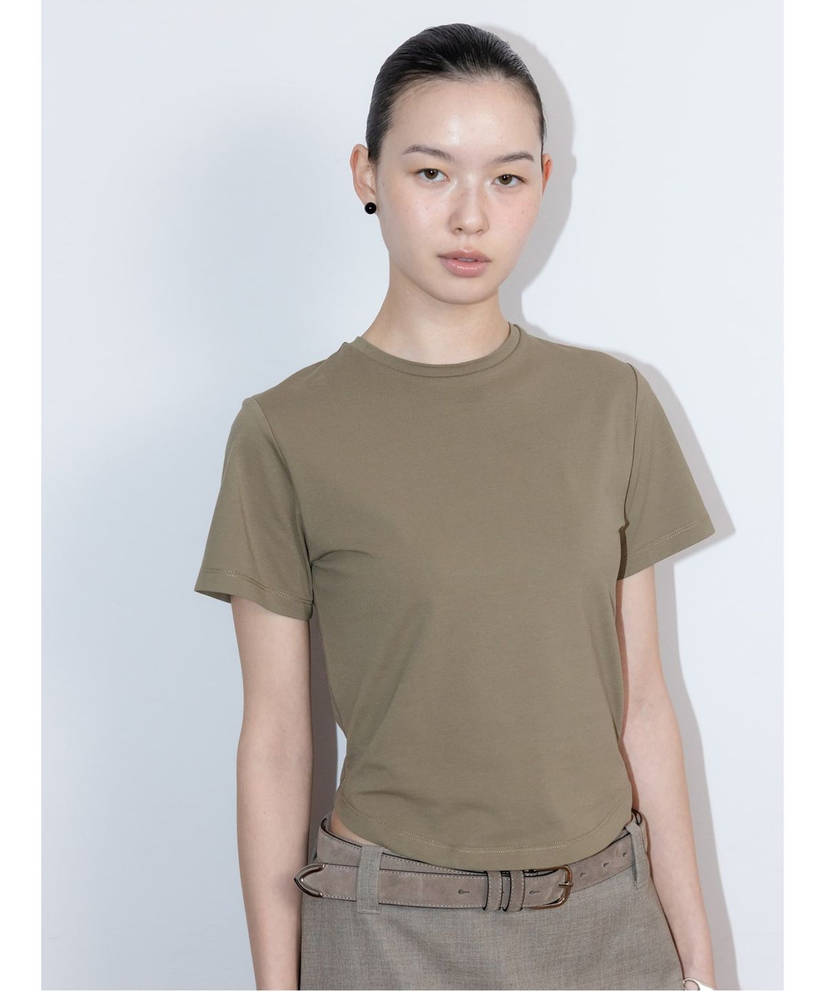 디애퍼처(THE APERTURE) Cotton Fitted Top  Khaki (TA6242A01H)
