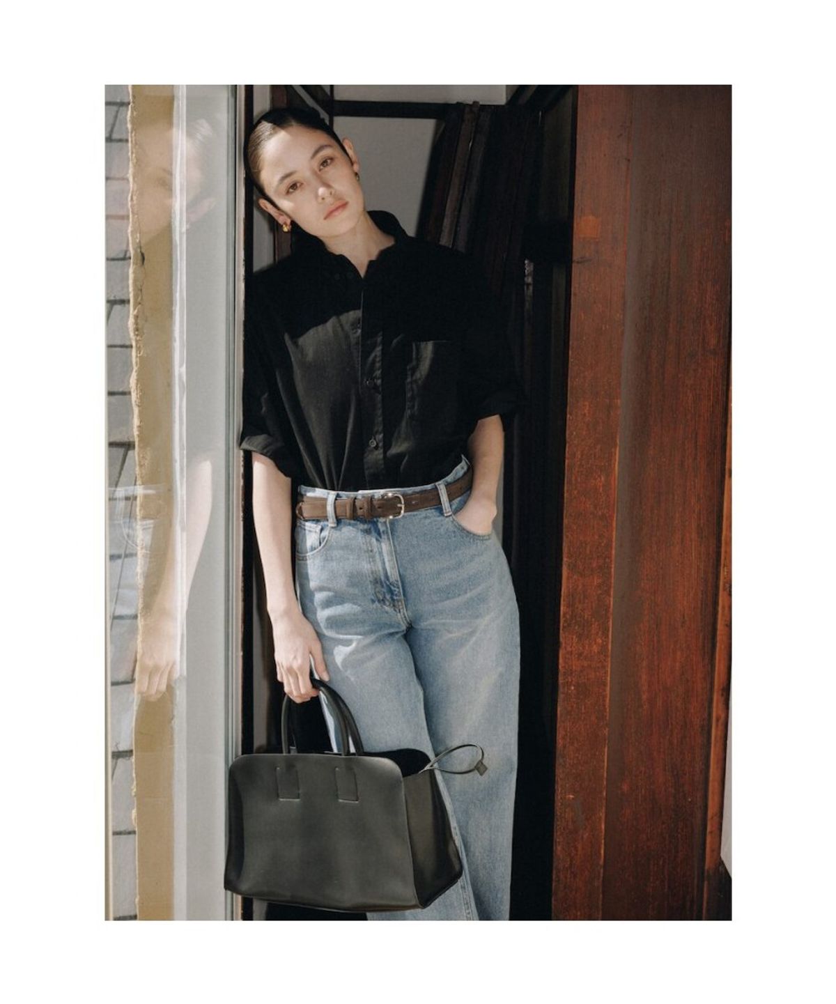 디애퍼처(THE APERTURE) Over Cotton Shirt  Black (TA6265A015)
