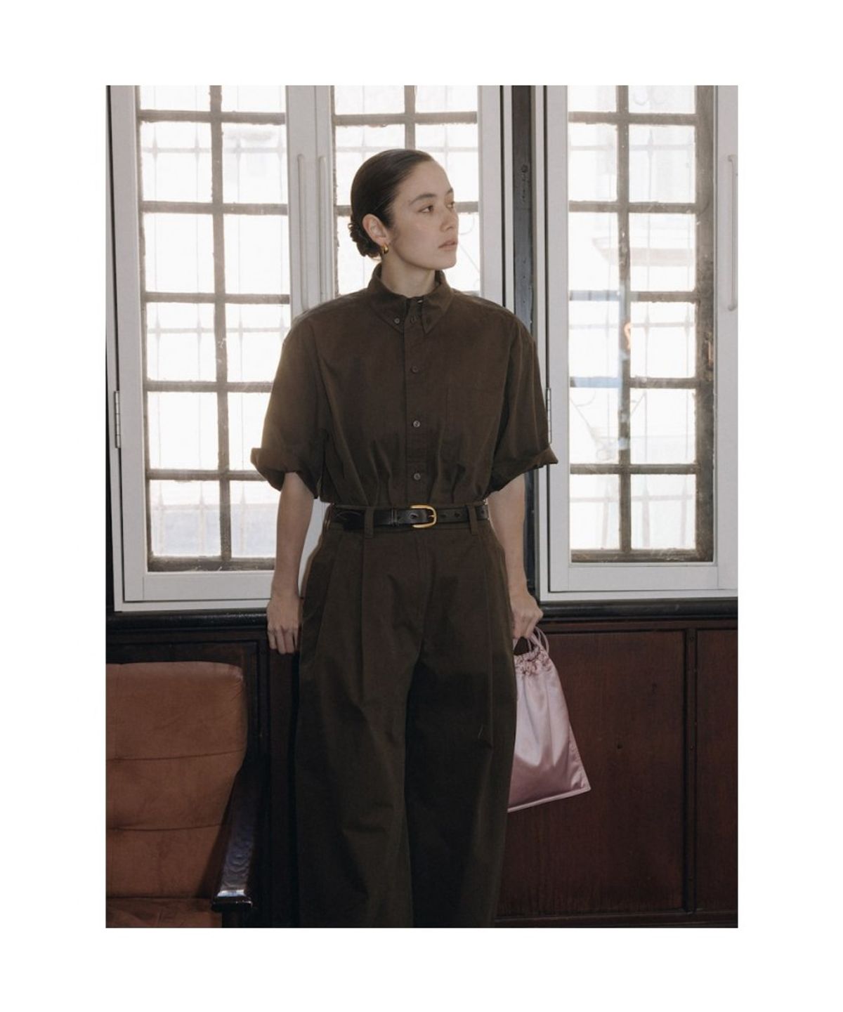 디애퍼처(THE APERTURE) Over Cotton Shirt  Brown (TA6265A01D)