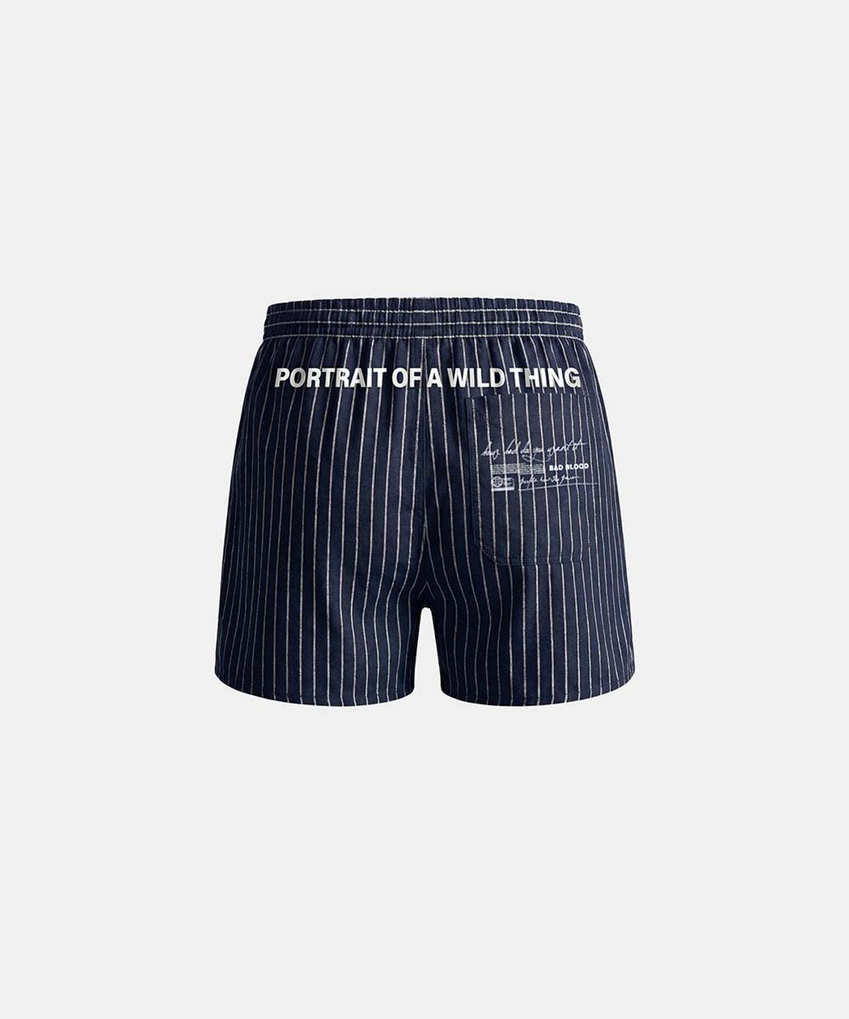 배드블러드(BADBLOOD) Button Fly Boxer Shorts - Navy Stripe