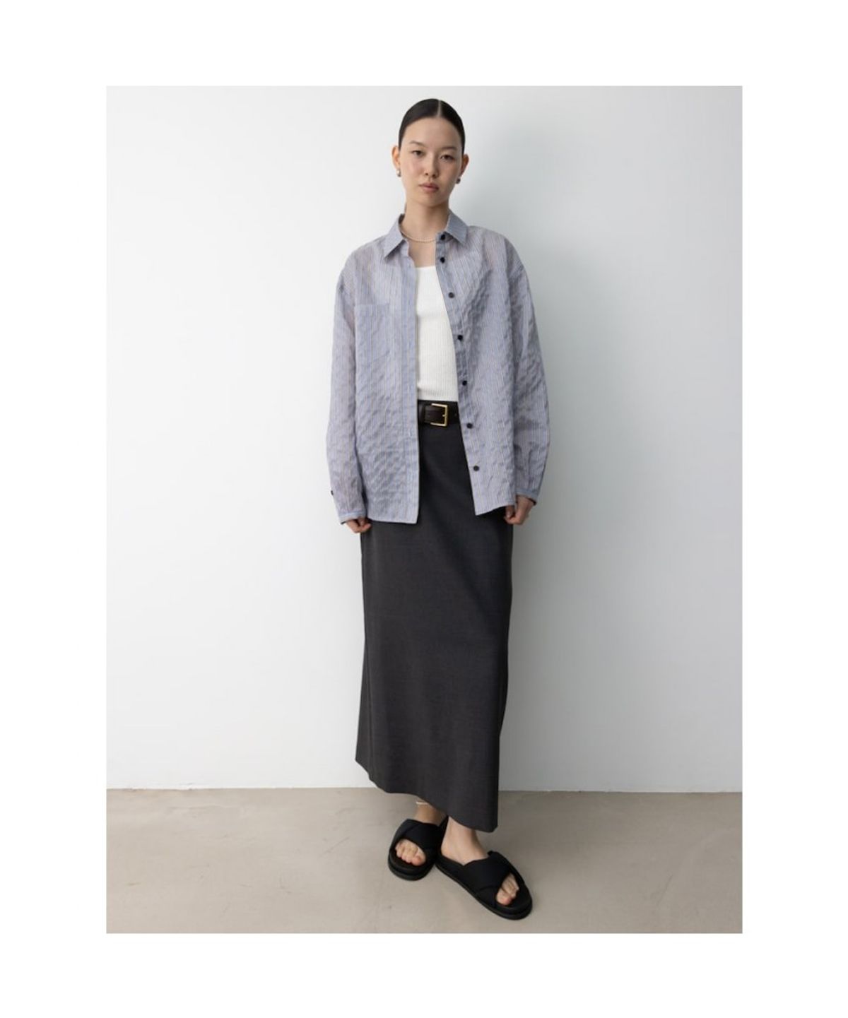 디애퍼처(THE APERTURE) Mason Stirpe Shirts  Blue (TA5764A01P)