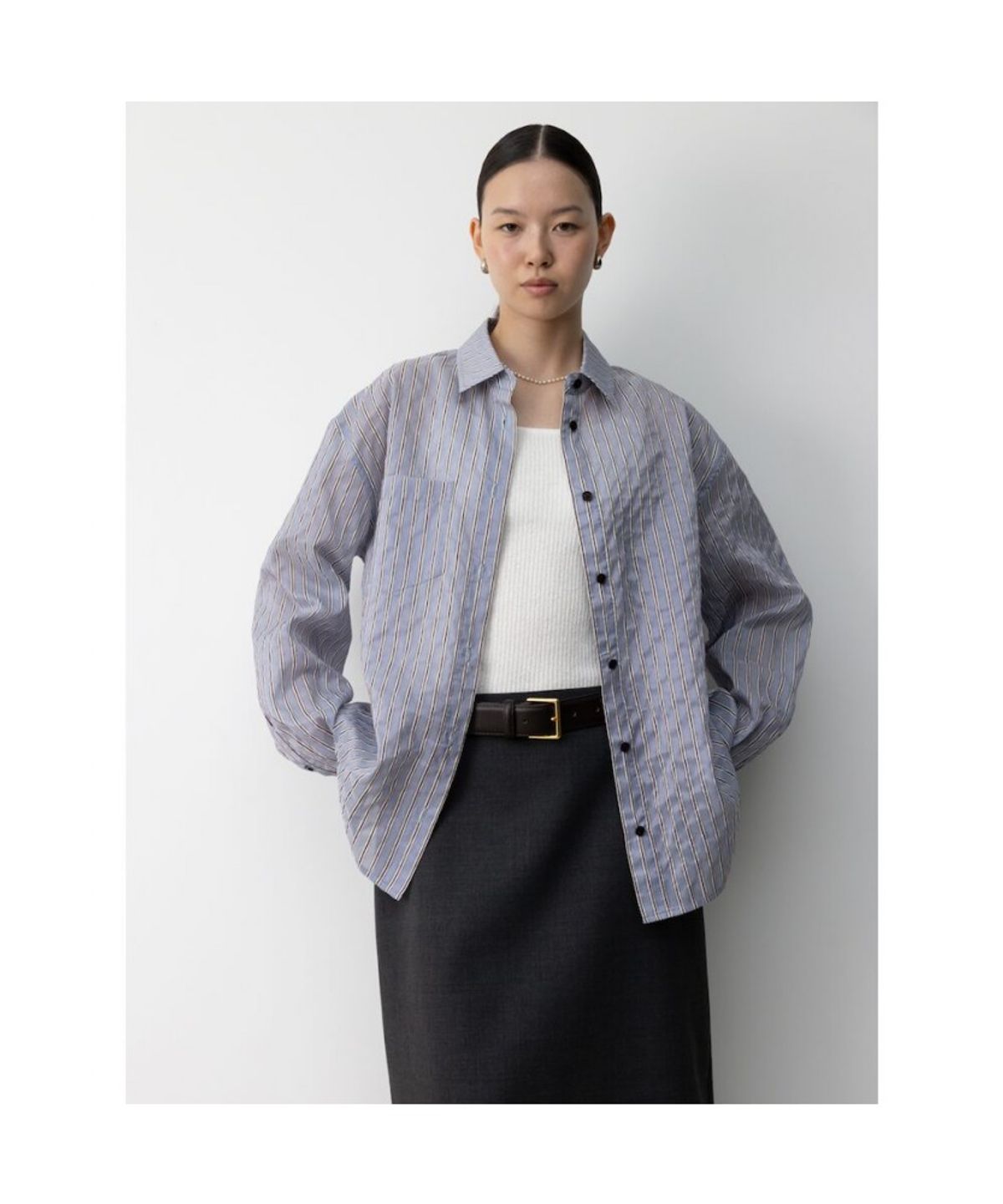 디애퍼처(THE APERTURE) Mason Stirpe Shirts  Blue (TA5764A01P)