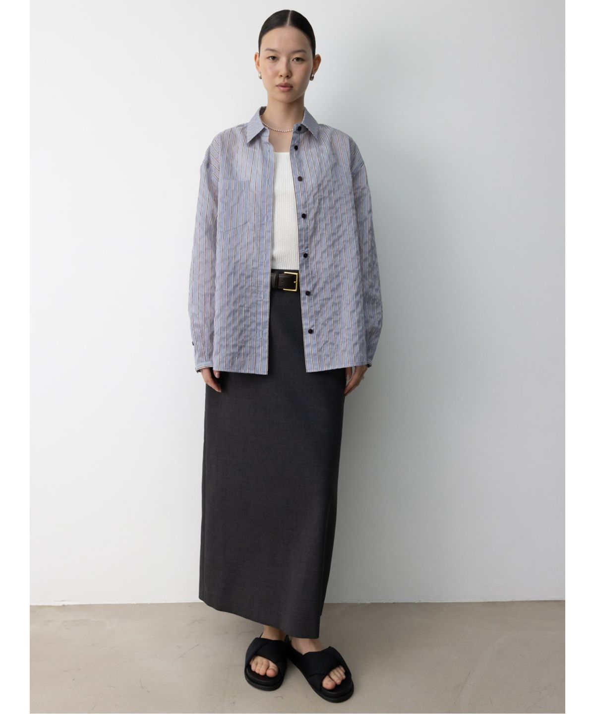 디애퍼처(THE APERTURE) Mason Stirpe Shirts  Blue (TA5764A01P)