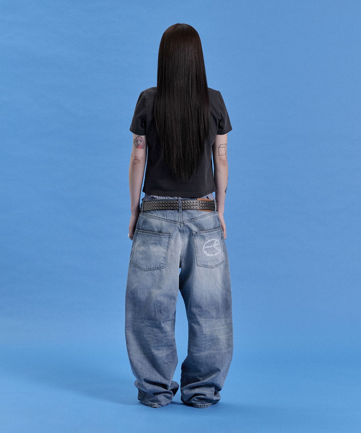 카이소(KYSO) 피스 심볼 데님 빈티지 블루