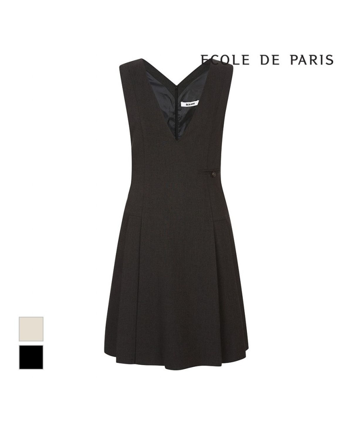 에꼴드파리(ECOLEDEPARIS) 밑단 핀턱 민소매 원피스_RB39WOAM08Z