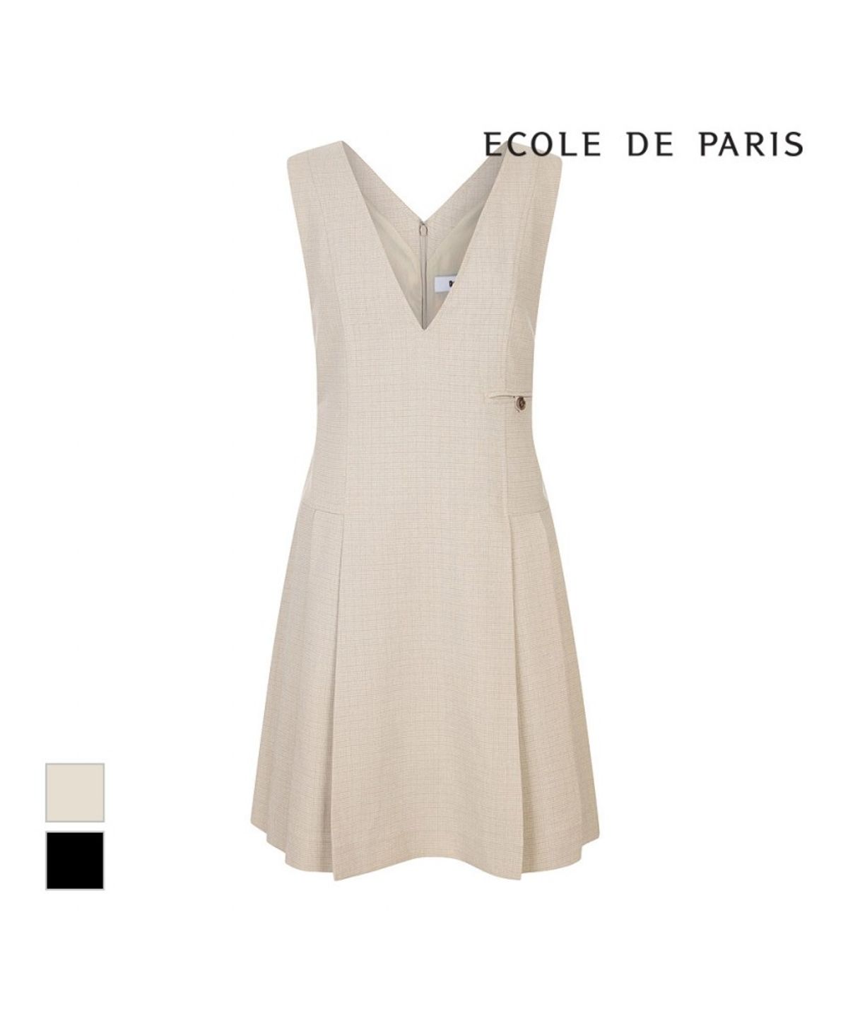 에꼴드파리(ECOLEDEPARIS) 밑단 핀턱 민소매 원피스_RB39WOAM08Z