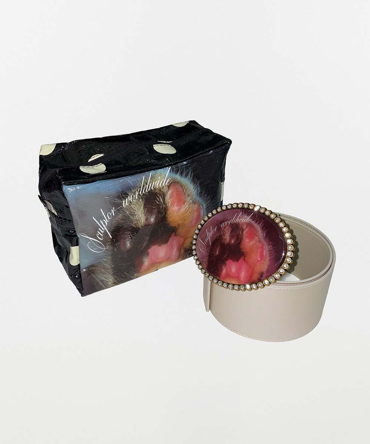 스컬프터(SCULPTOR) Jewel Buckle Belt Metallic Ivory