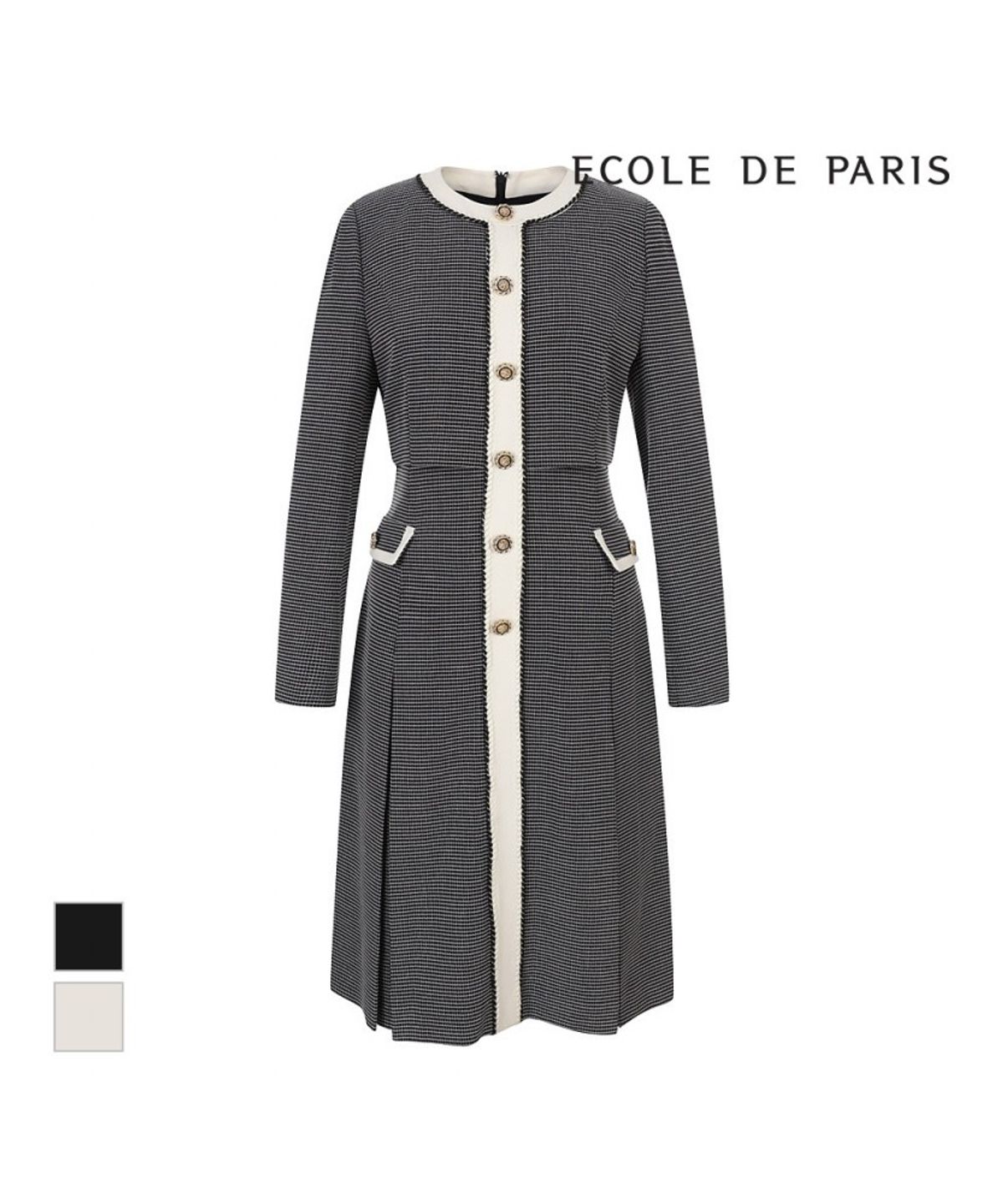 에꼴드파리(ECOLEDEPARIS) 배색디자인 버튼원피스_RB3XWOAM13Z