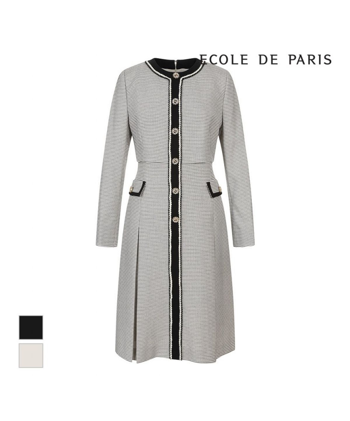 에꼴드파리(ECOLEDEPARIS) 배색디자인 버튼원피스_RB3XWOAM13Z