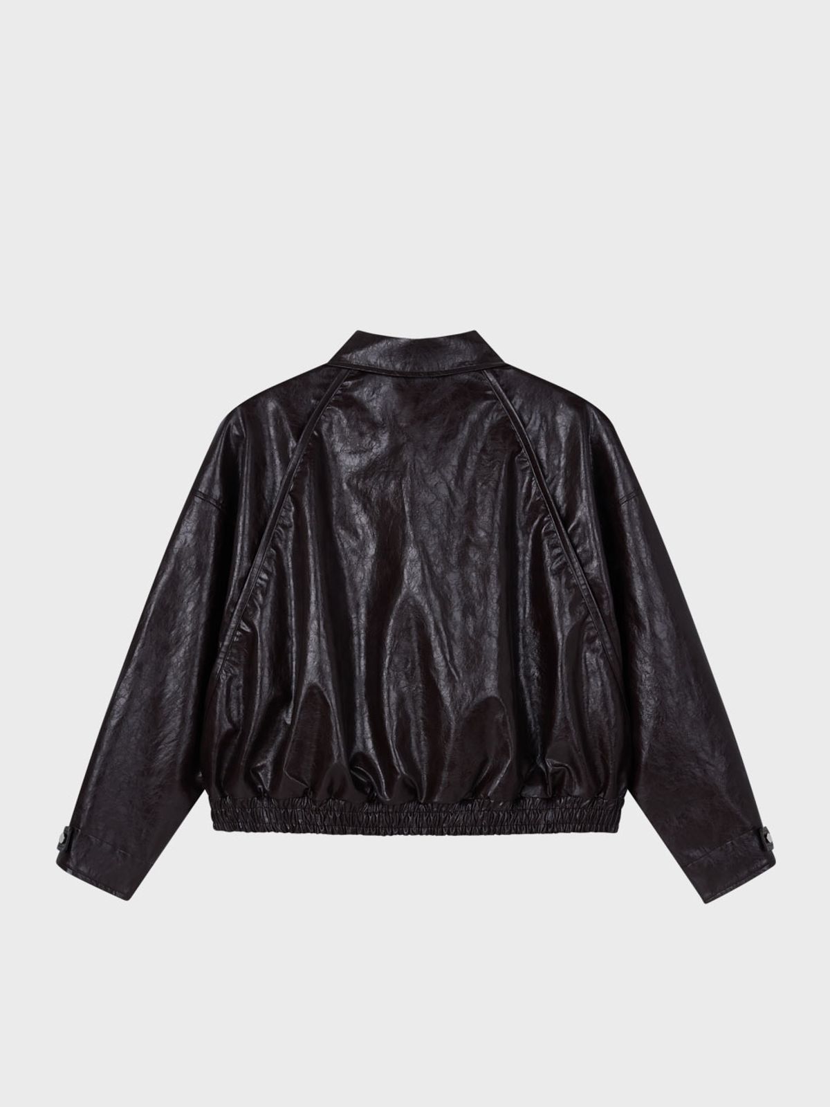 비수스(VISUS) Glossy Leather Bomber Jacket_Brown