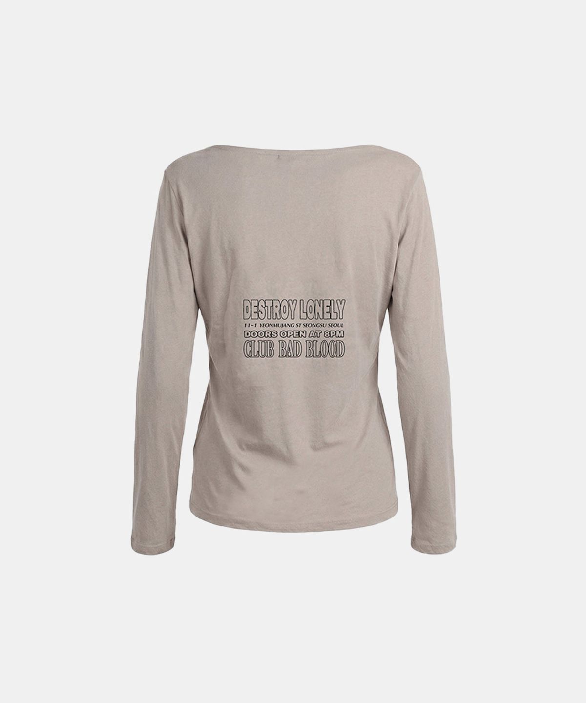 배드블러드(BADBLOOD) CLUB BAD POST Boat Neck T-Shirt - Sand
