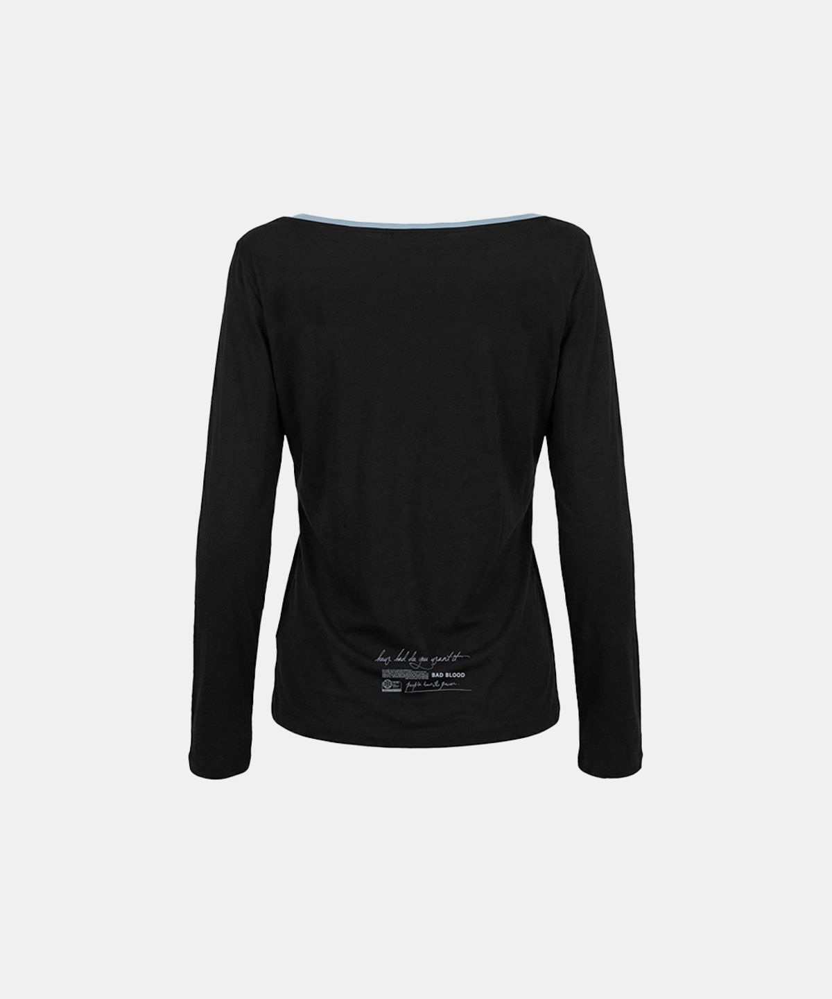 배드블러드(BADBLOOD) Script Graphic Ringer Loose-Fit T-Shirt - Black