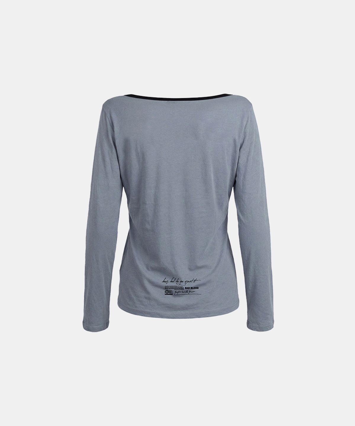 배드블러드(BADBLOOD) Script Graphic Ringer Loose-Fit T-Shirt - Sky Blue