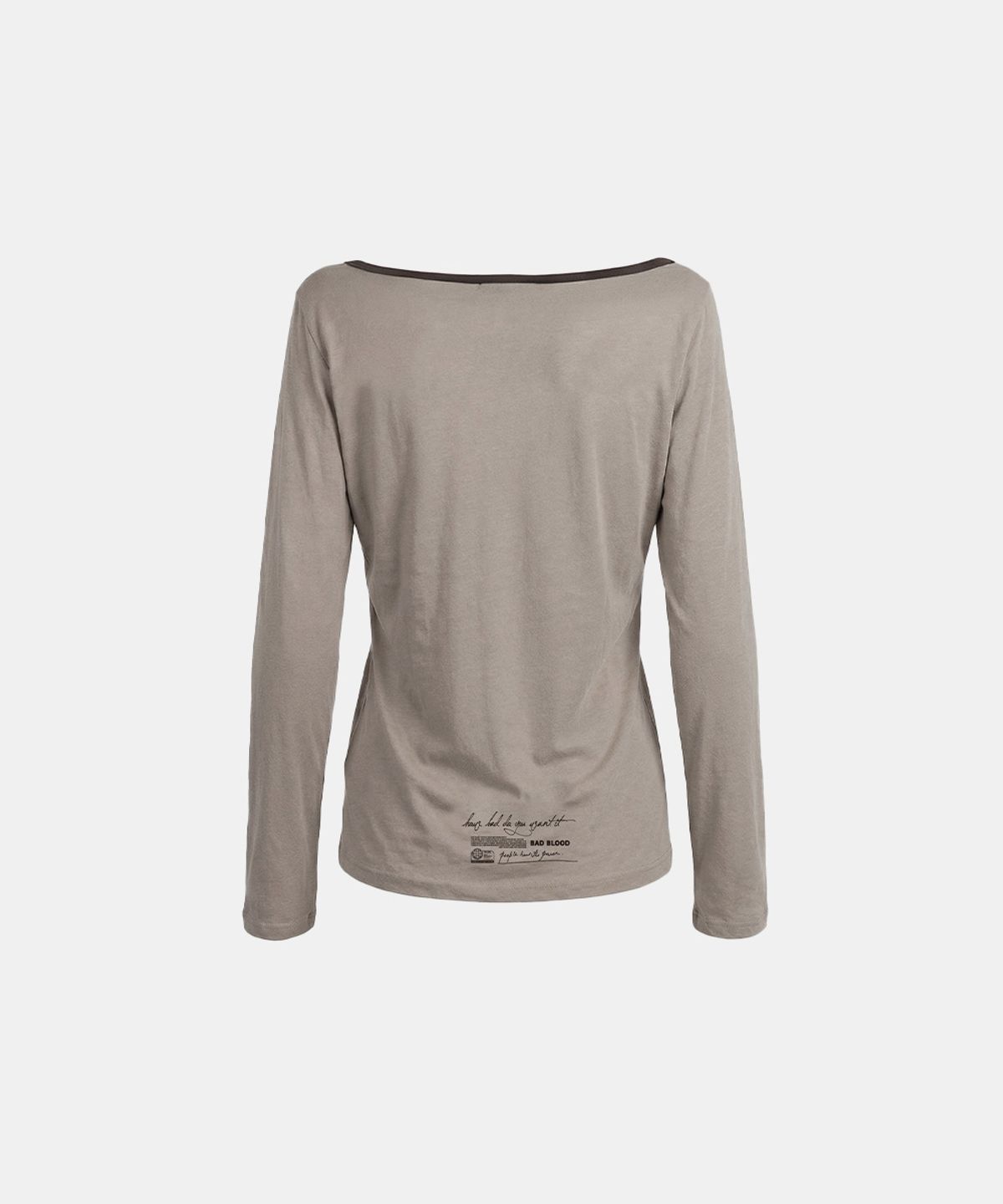 배드블러드(BADBLOOD) Script Graphic Ringer Loose-Fit T-Shirt - Beige