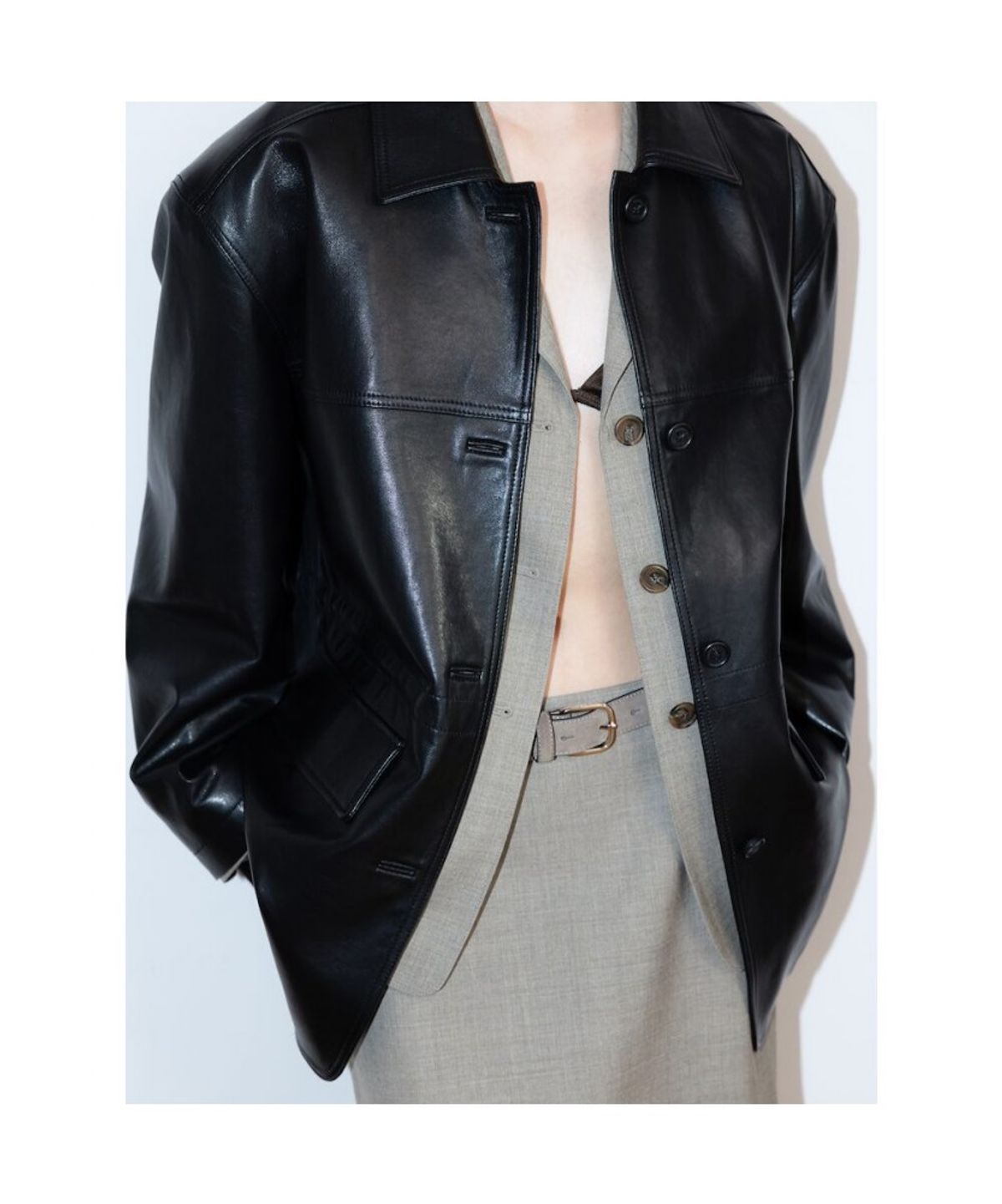 디애퍼처(THE APERTURE) 90S Leather Jacket  Black (TA6211A085)