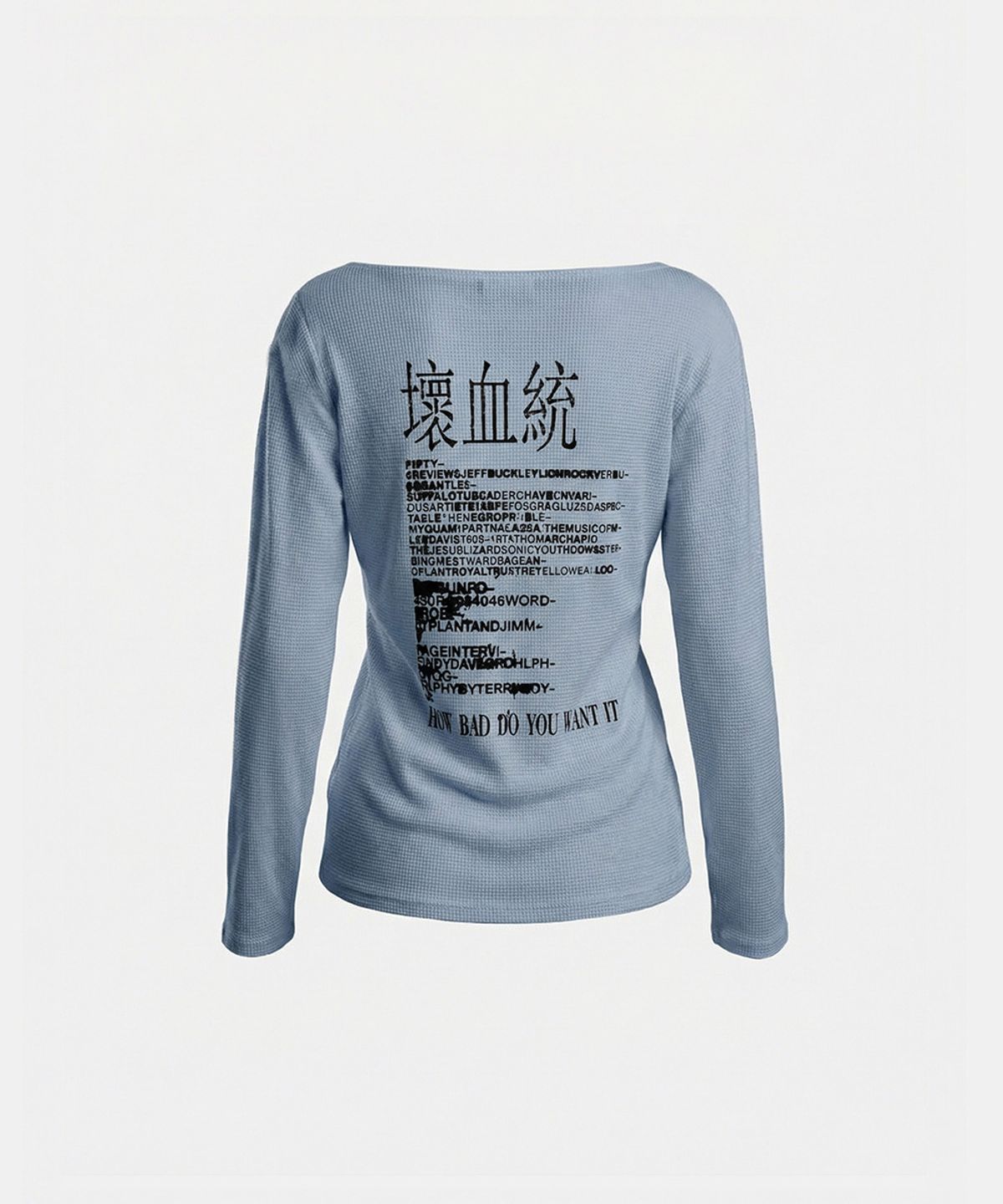배드블러드(BADBLOOD) B.A.D. Waffle Boat Neck T-Shirt - Dusty Blue