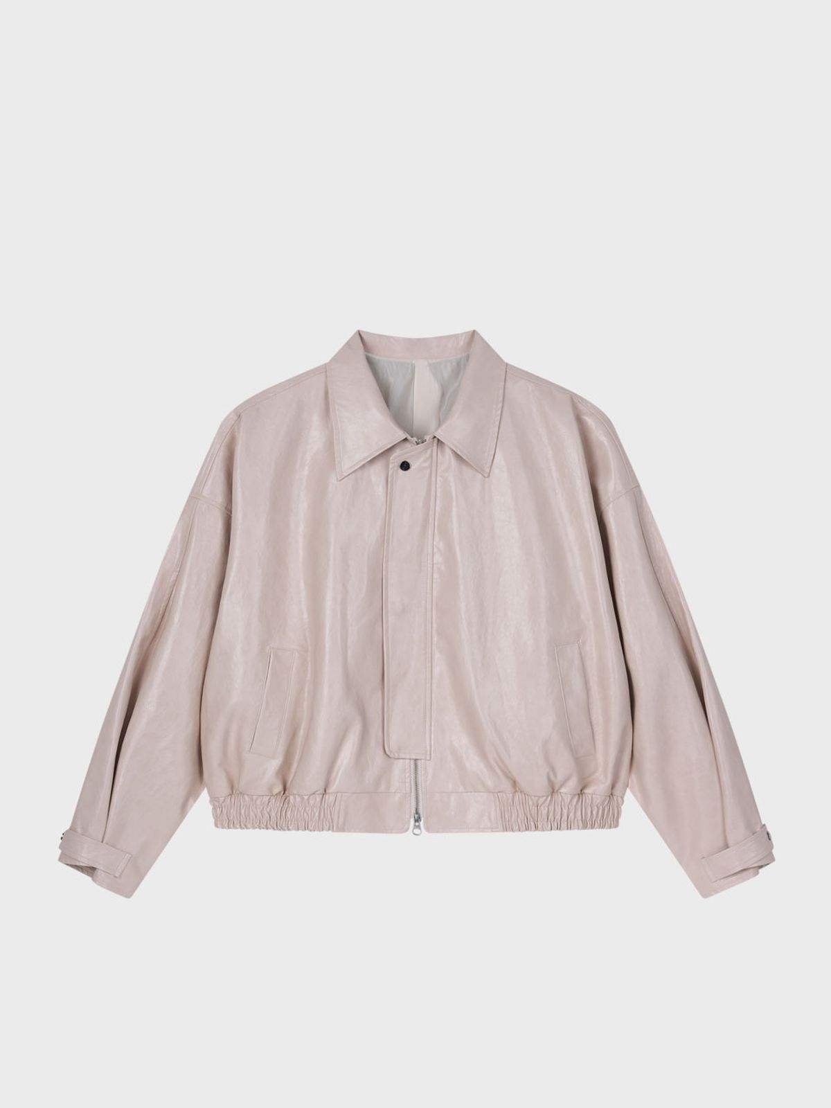 비수스(VISUS) Glossy Leather Bomber Jacket_Ivory