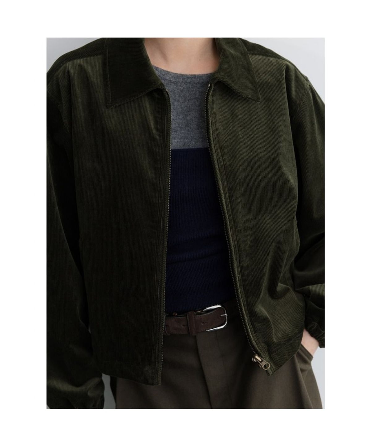 디애퍼처(THE APERTURE) Corduroy Crop Blouson  Khaki (TA5739A04H)