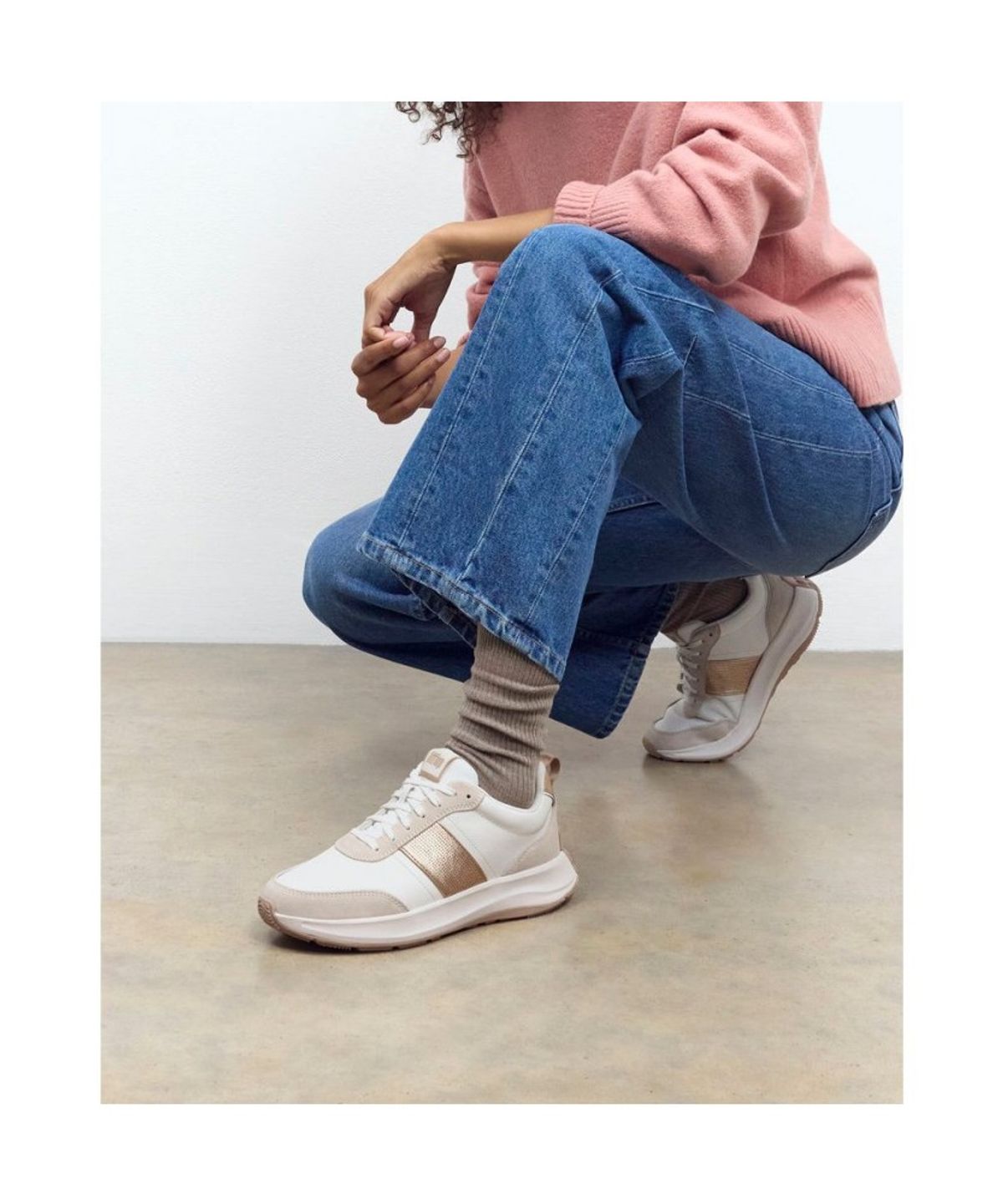 핏플랍(FITFLOP) [F모드] 여성 스팽글 스웨이드/레더 플랫폼 스니커즈  어반 화이트/클래식 베이지 (FT59K2N031)