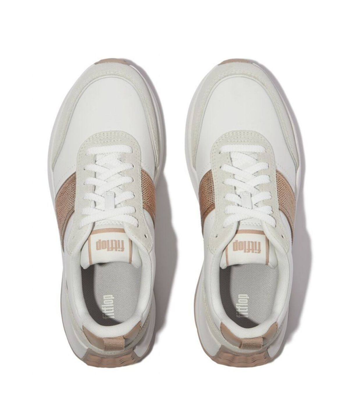 핏플랍(FITFLOP) [F모드] 여성 스팽글 스웨이드/레더 플랫폼 스니커즈  어반 화이트/클래식 베이지 (FT59K2N031)