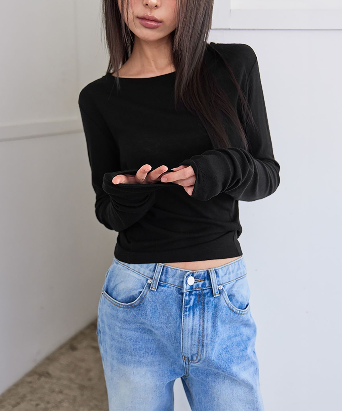 런던다다(LONDONDADA) Layered Sheer Tencel T-shirt, BLACK