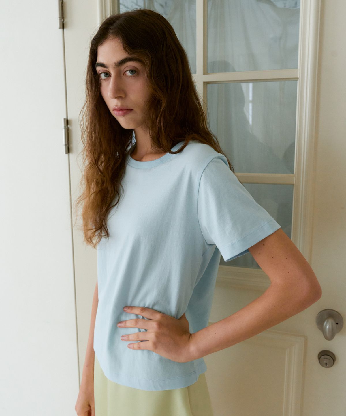 38컴온커먼(38COMEONCOMMON) Regular Cotton T-Shirt (Sky Blue)