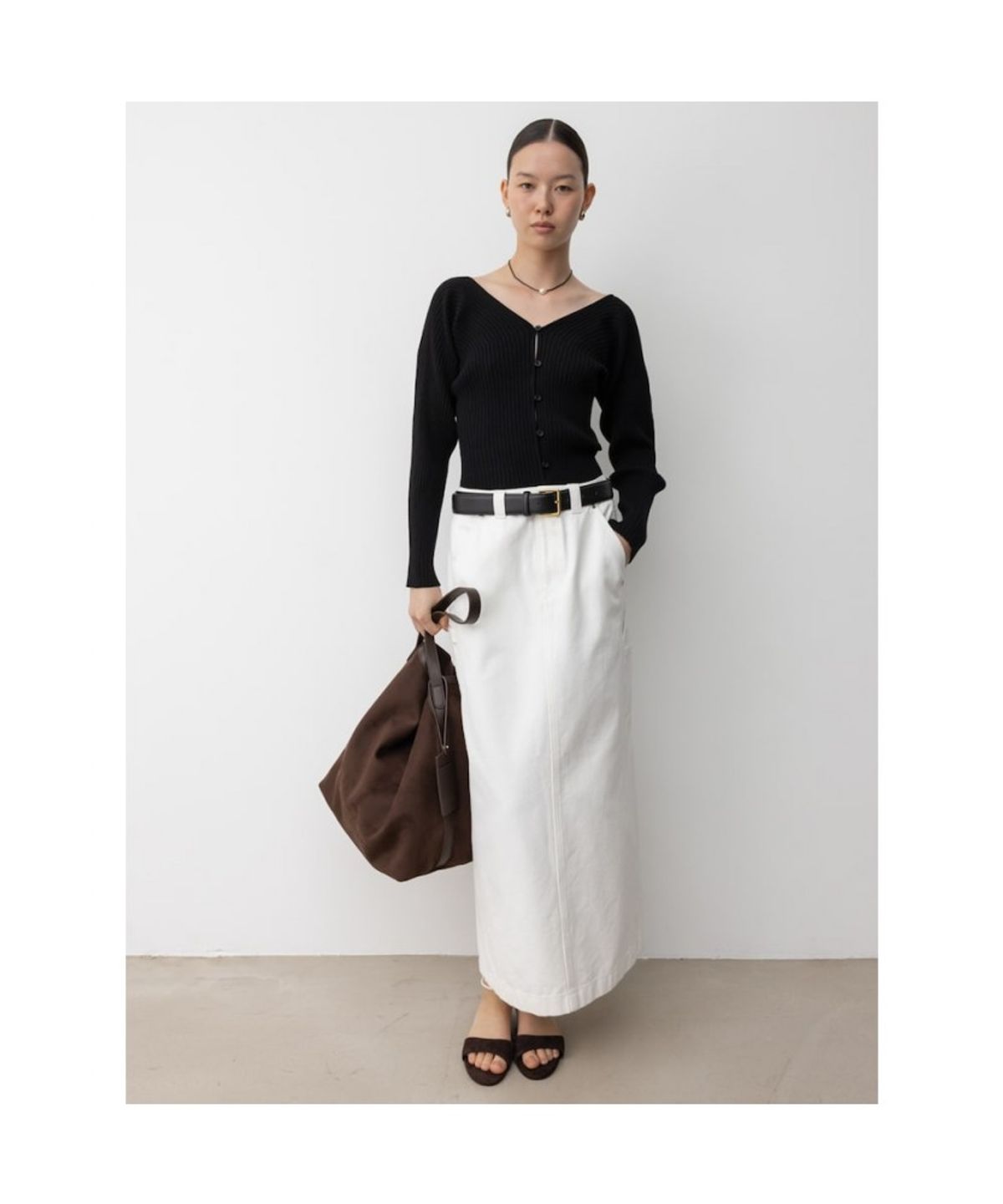 디애퍼처(THE APERTURE) Carpenter Denim Skirt  White (TA5727A111)