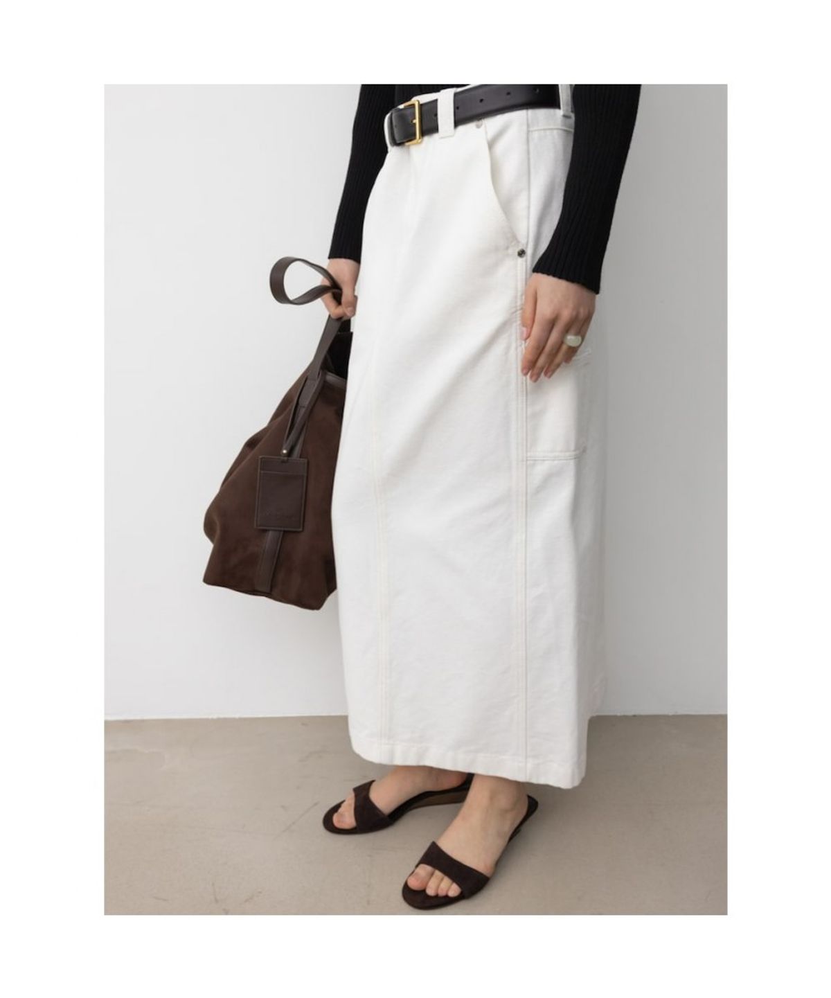 디애퍼처(THE APERTURE) Carpenter Denim Skirt  White (TA5727A111)