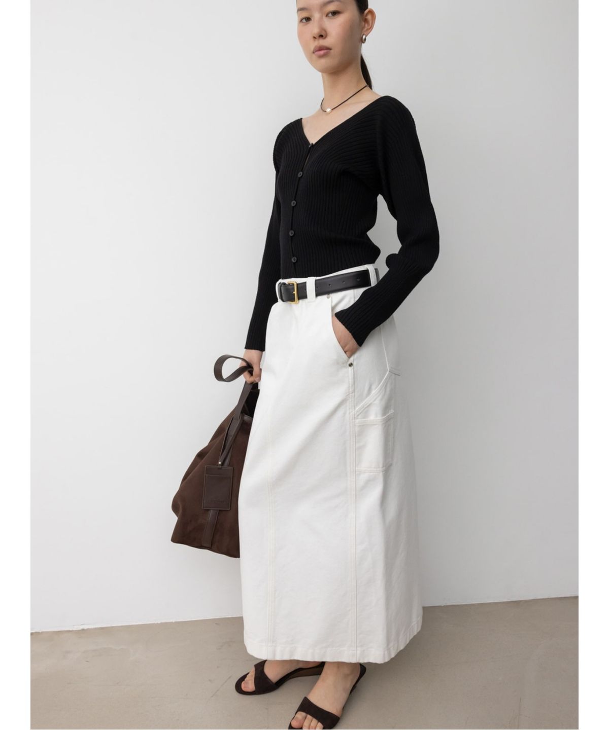 디애퍼처(THE APERTURE) Carpenter Denim Skirt  White (TA5727A111)