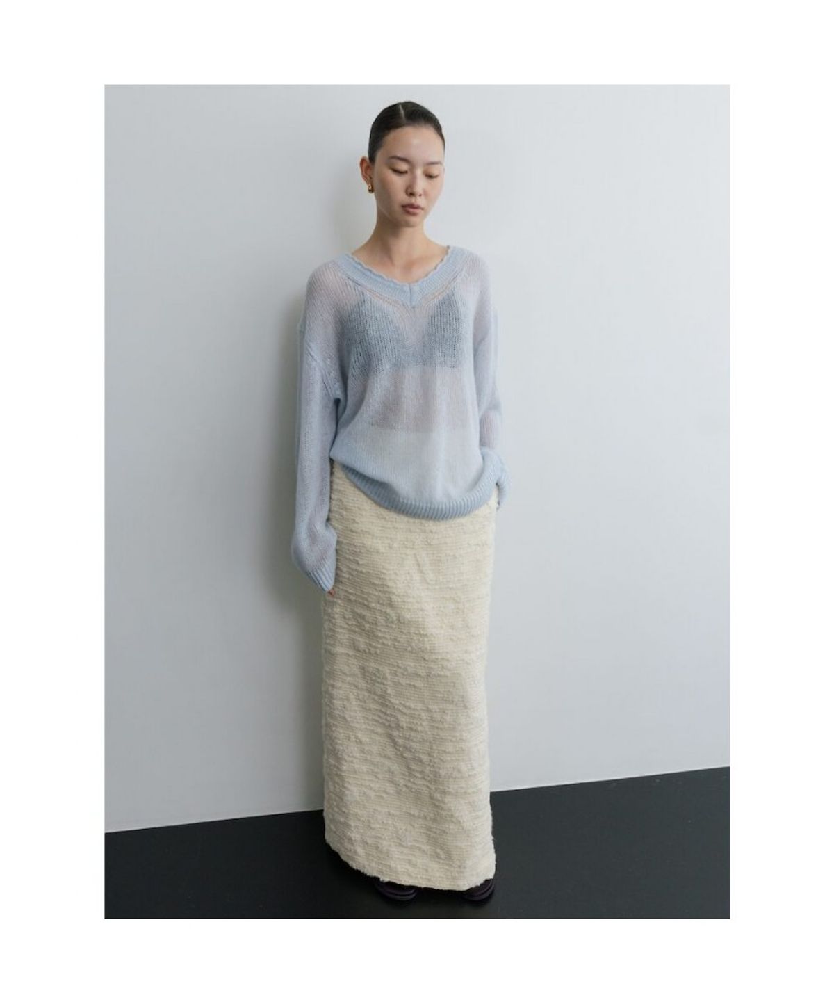 디애퍼처(THE APERTURE) Tweed Hline Skirt  Ivory (TA6127A020)