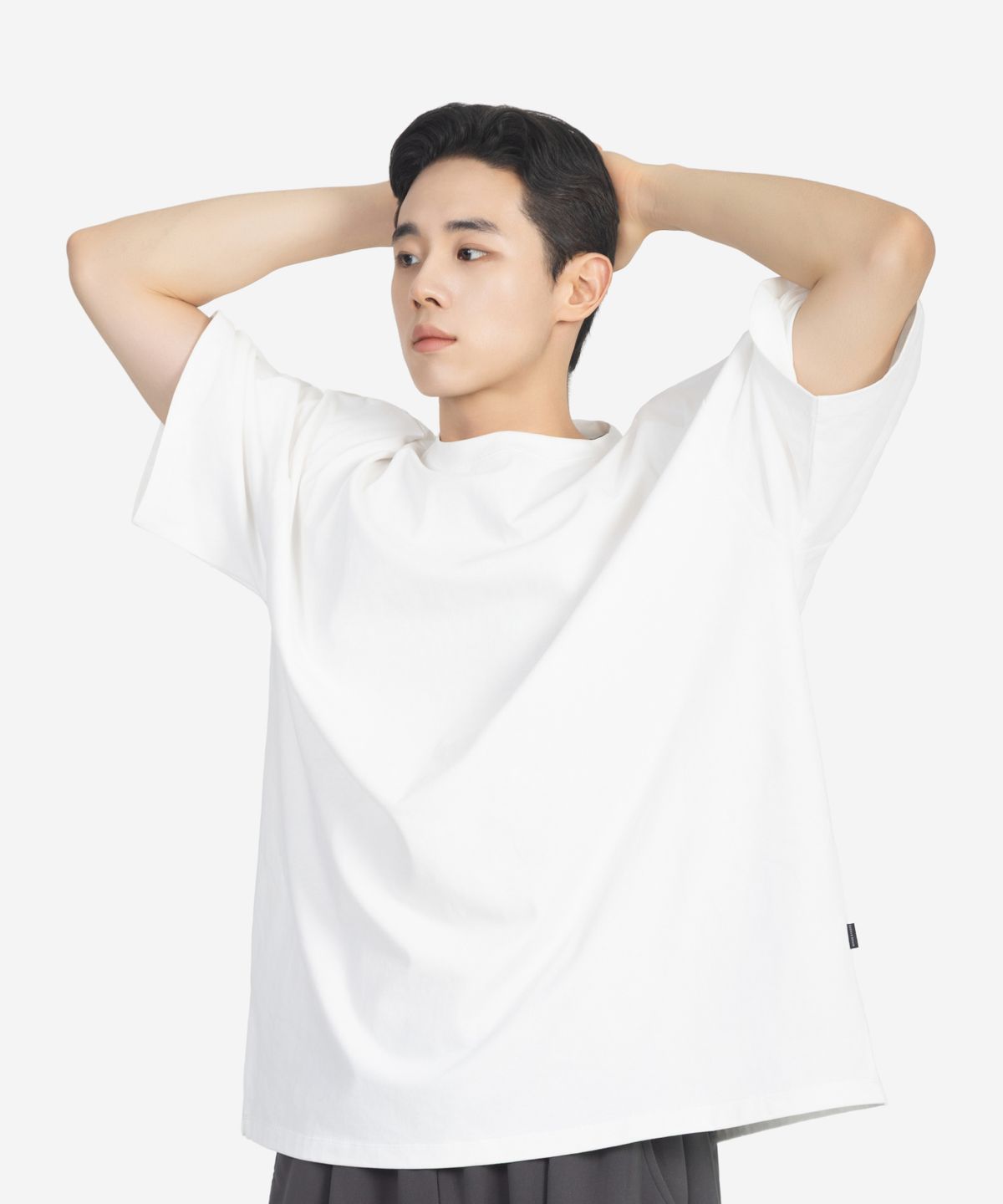 버클다운(BUCKLE DOWN) 엑스트라 - 오버핏 헤비 웨이티드 박시 티셔츠 (WHITE)