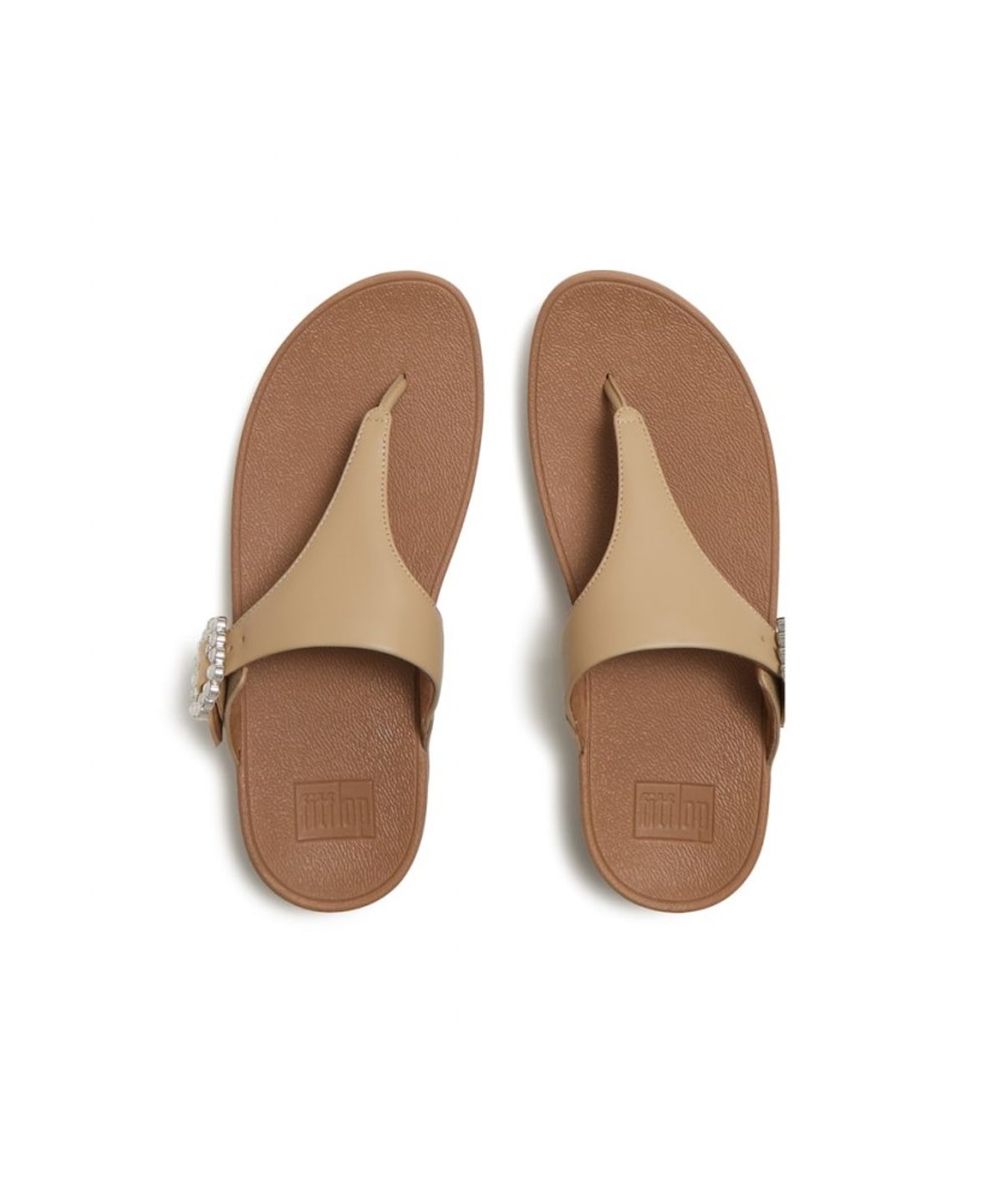 핏플랍(FITFLOP) 여성 루루 크리스탈 버클 레더 토-포스트 샌들 - 카푸치노 (FT64K2T28A)
